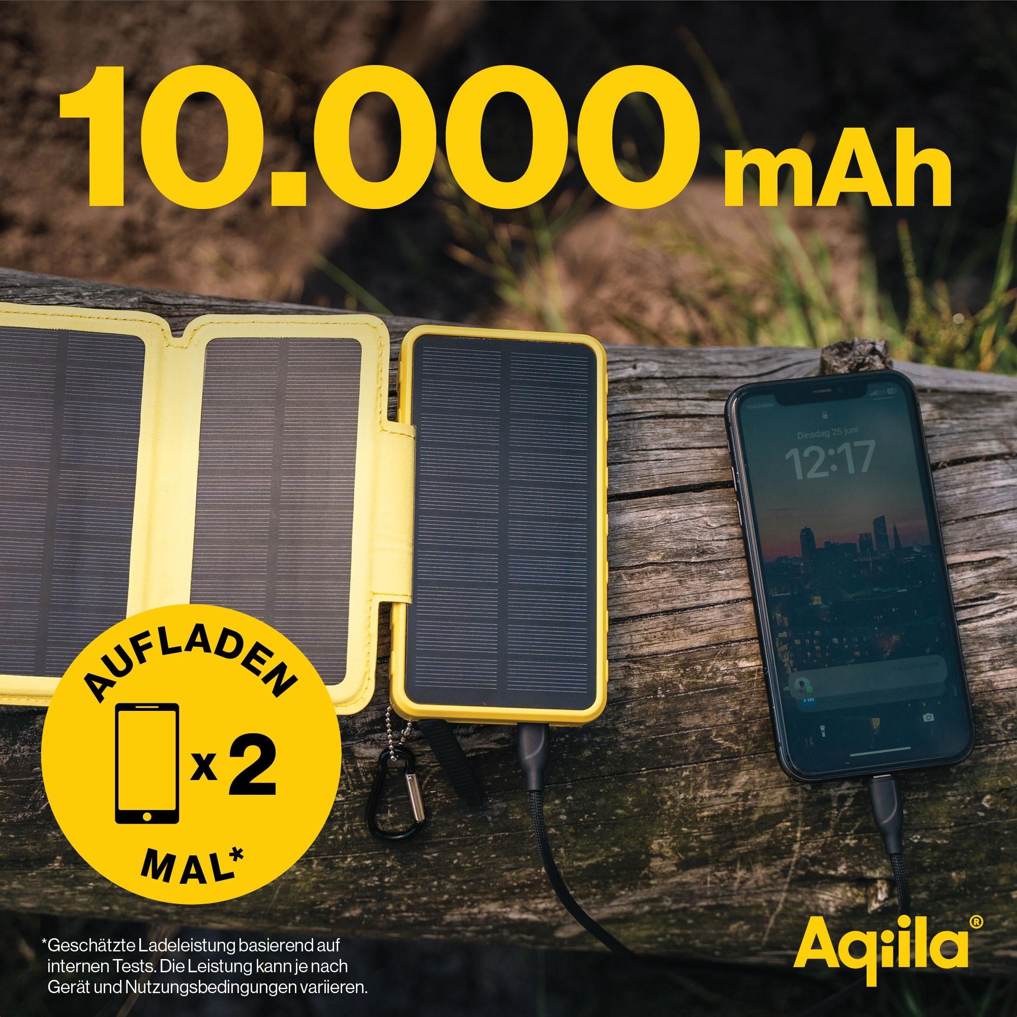 solarpanel, powerbank, 10.000mAh, dual USB, Ladegerät