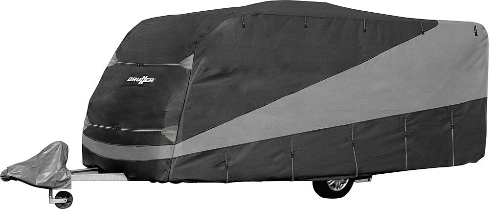 9944788100 BRUNNER Schutzhülle Caravan Cover, schwarz und dunkelgrau, mit Deichselabdeckung, am Wohnwagen