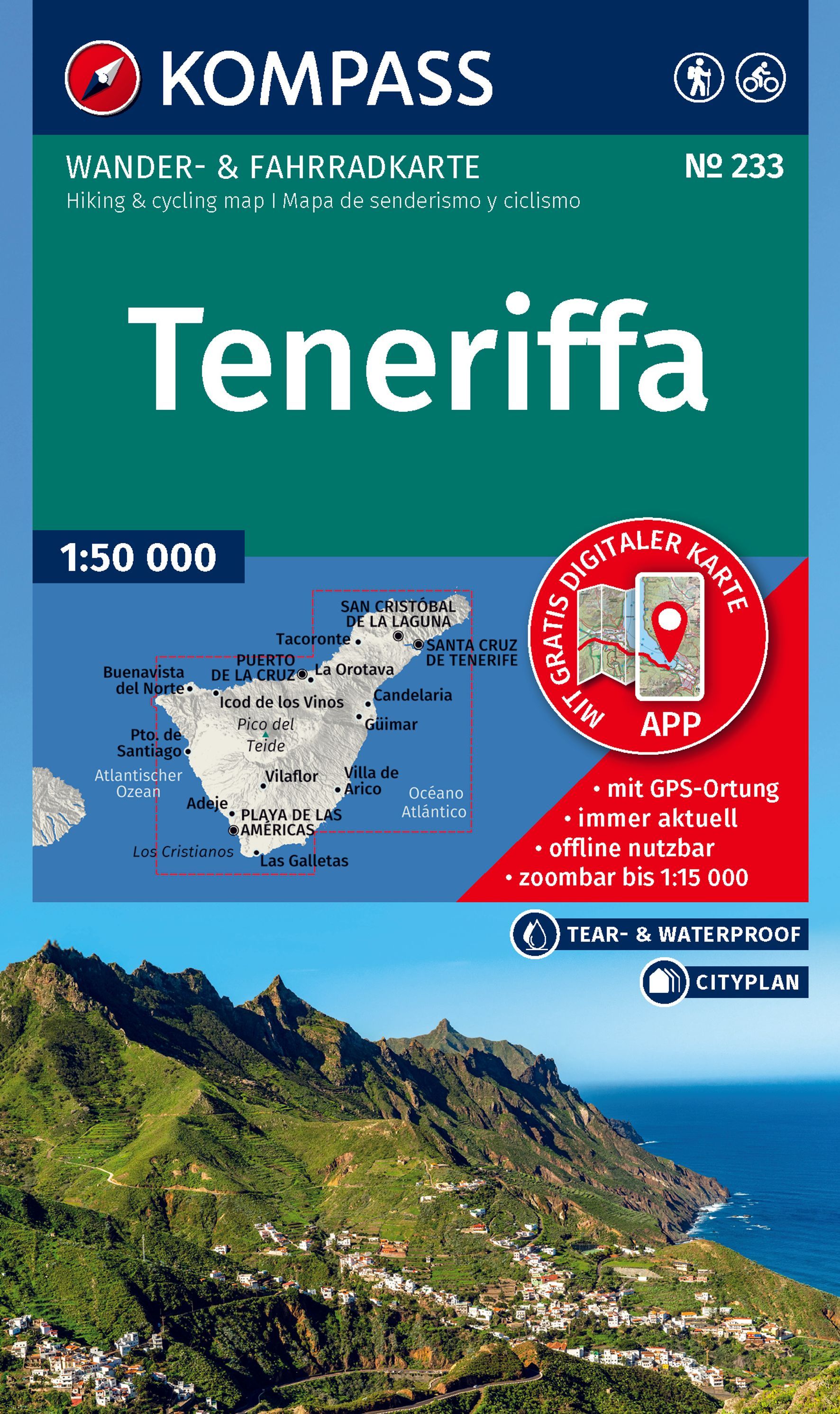 Wanderkarte, Hiking map, Teneriffa, Topografische Karte, Outdoor-Map