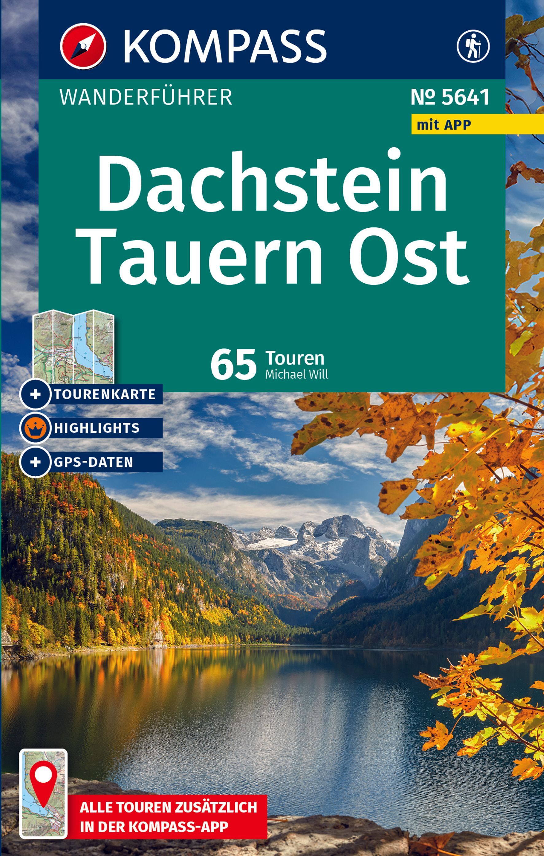 KOMPASS Wanderführer Dachstein, Tauern Ost Werbung, Plakat, Szenerie, Baum, Blatt