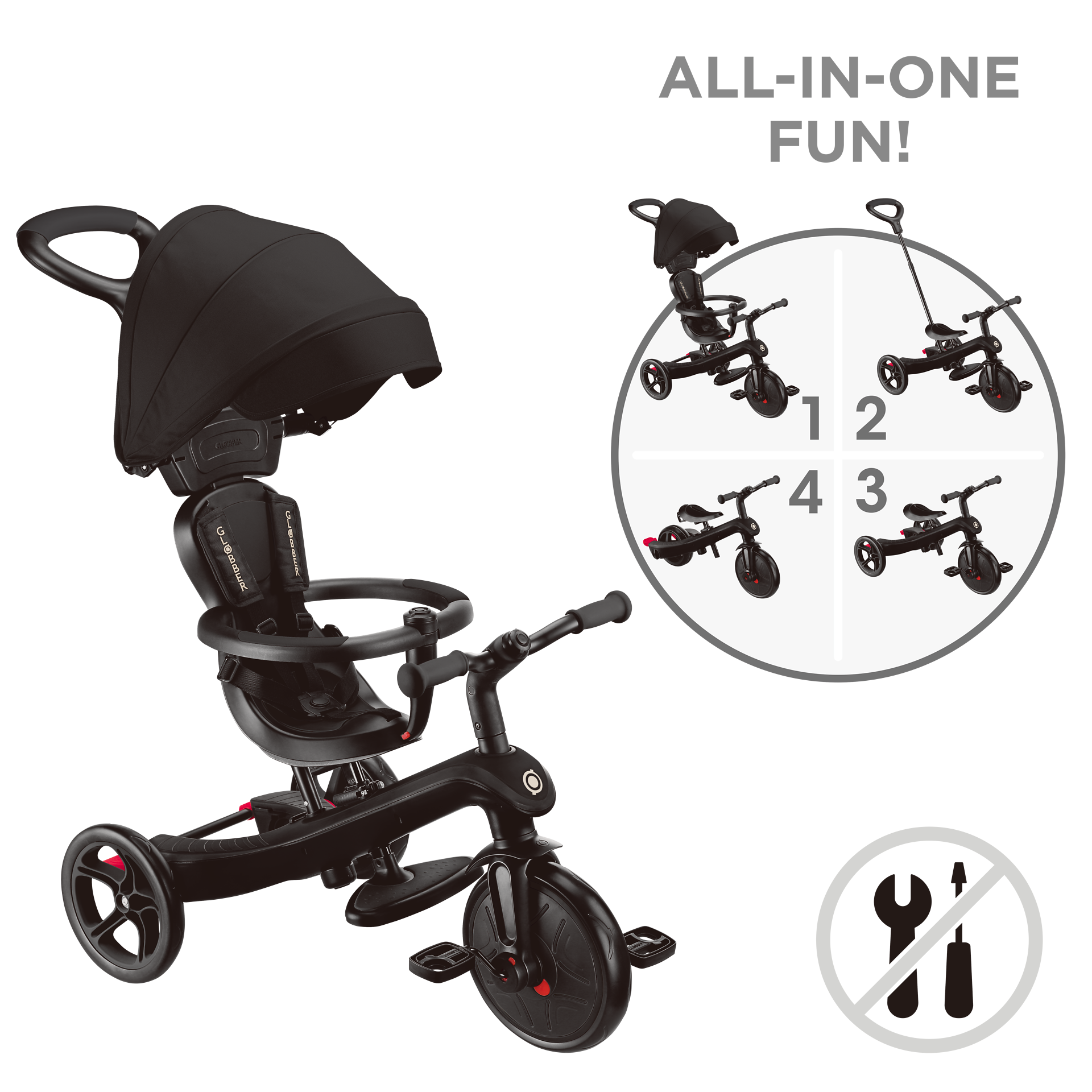 Transport, Fahrzeug, Kinderroller, Dreirad, Schwarz, Rad