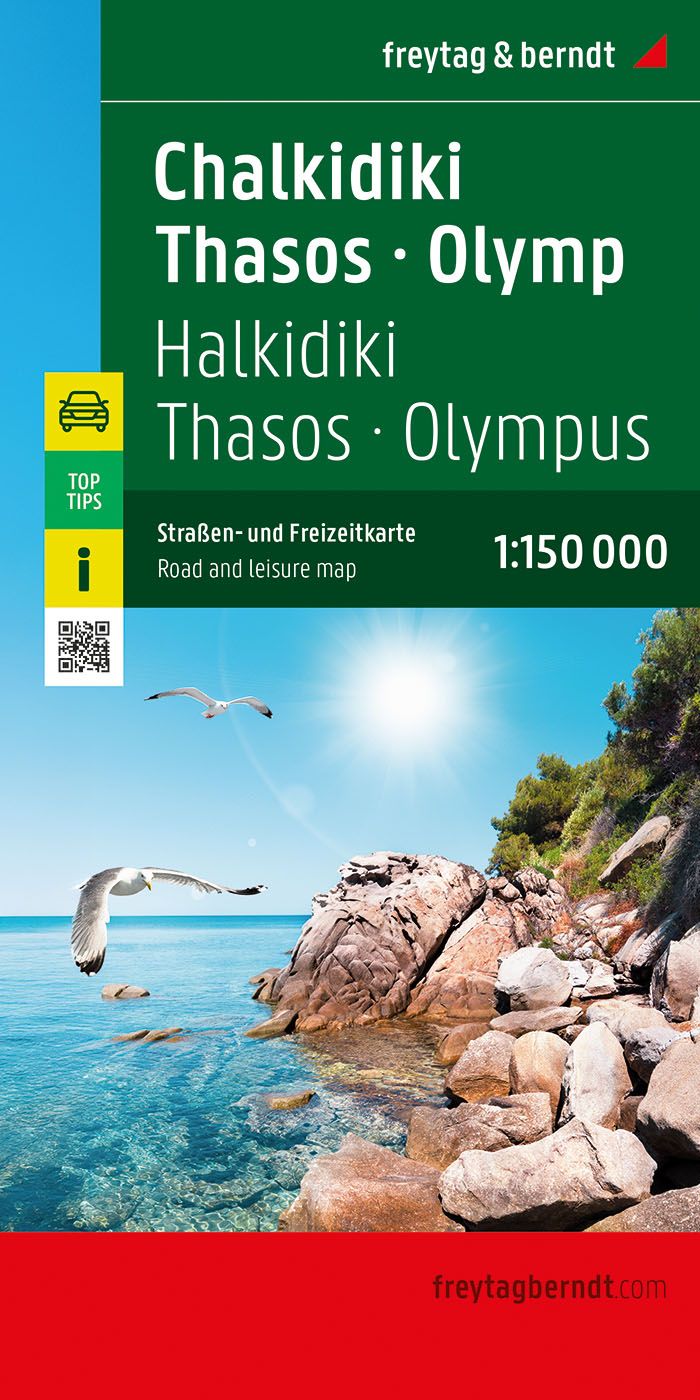 Chalkidiki Thassos Olympos, Autokarte, f&b Werbung, Plakat, Vogel, Natur, Rock