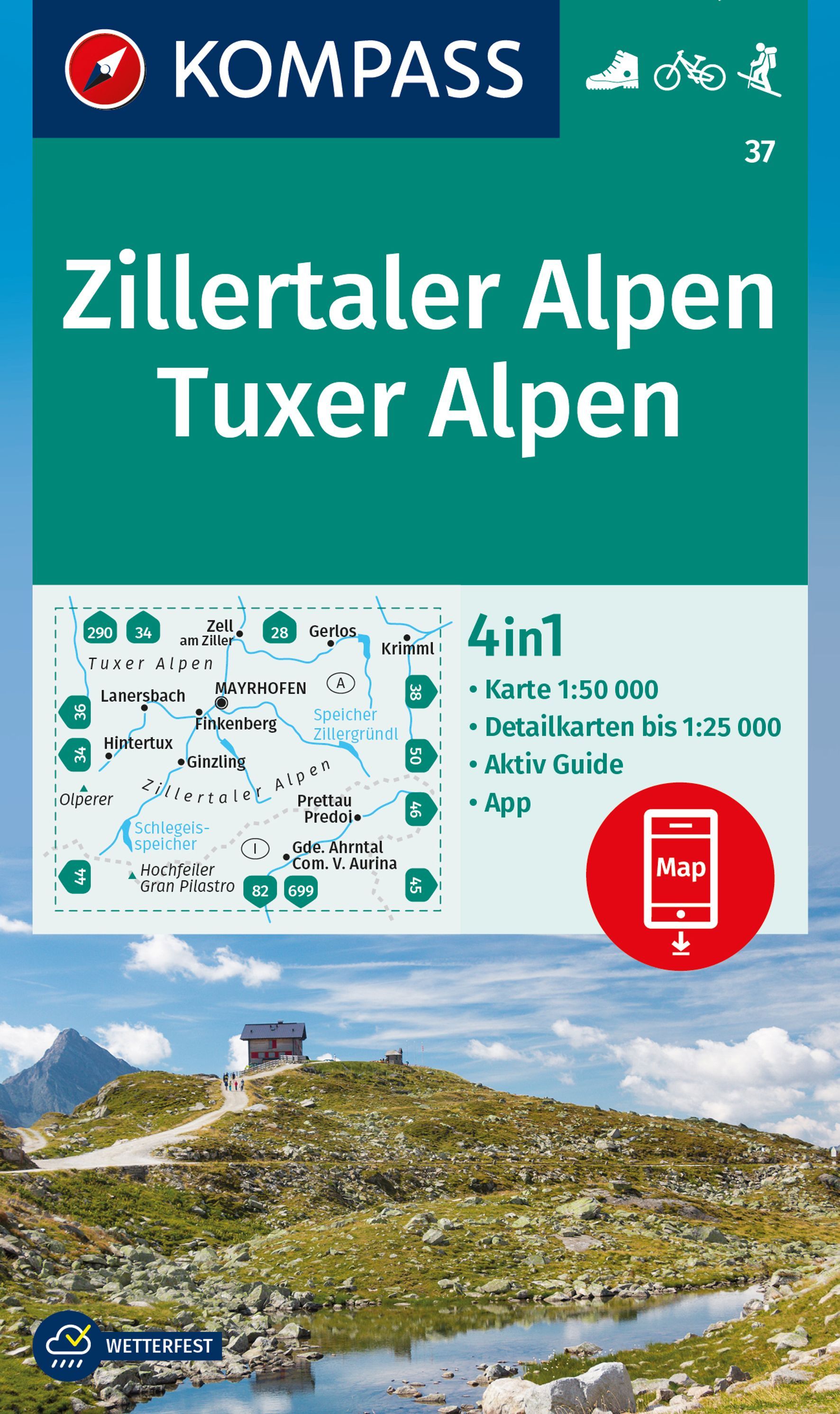 9783991541912 Cover, Karte Zillertaler Alpen
