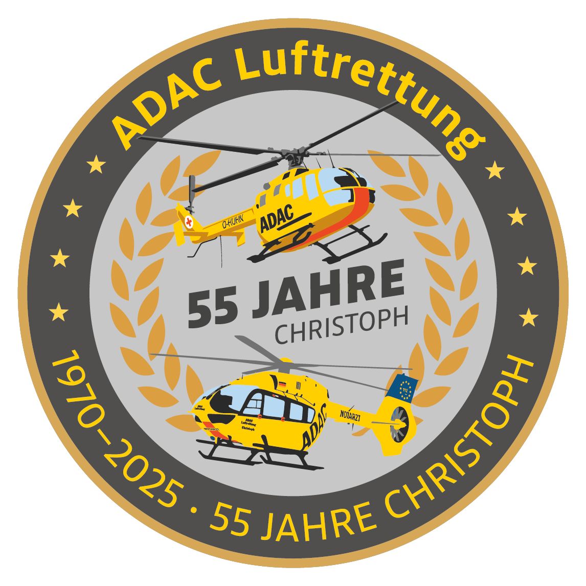 hubschrauber, ADAC, emblem, gold, 55 jahre