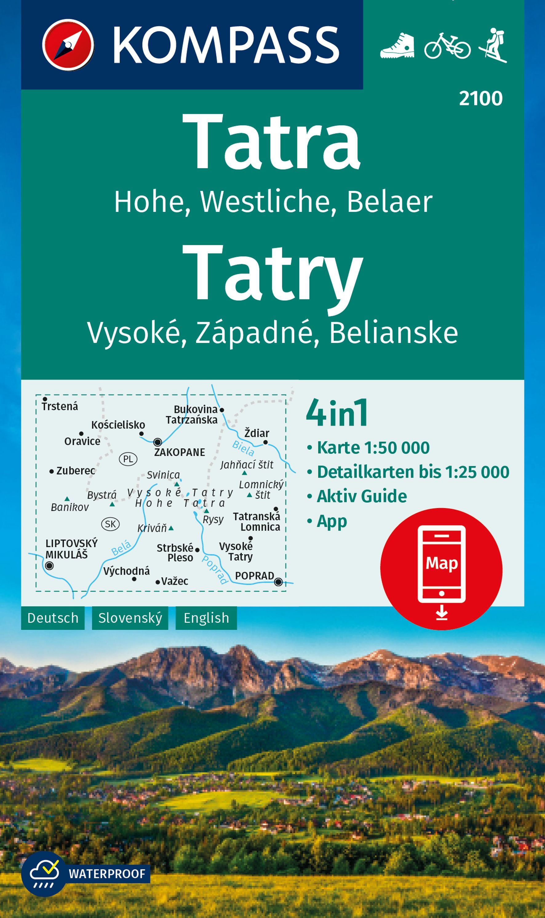 KOMPASS Wanderkarte 2100 Tatra, Hohe, Westliche Werbung, Plakat, Natur, Draußen, Gipfel, Werbung, Plakat, Natur, Draußen, Gipfel,