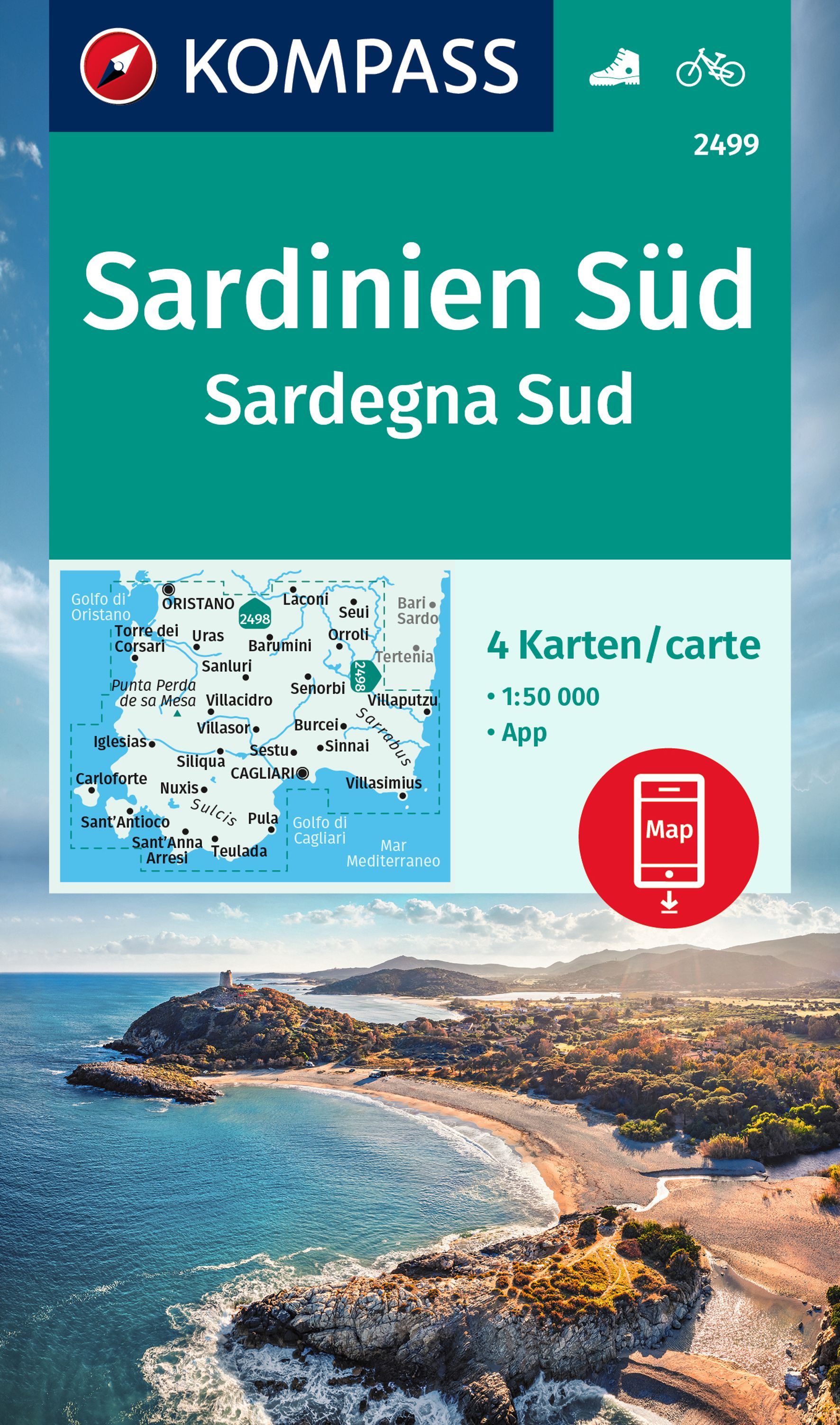 9783991217299 Cover Kompass Wanderkarte Sardinien Süd