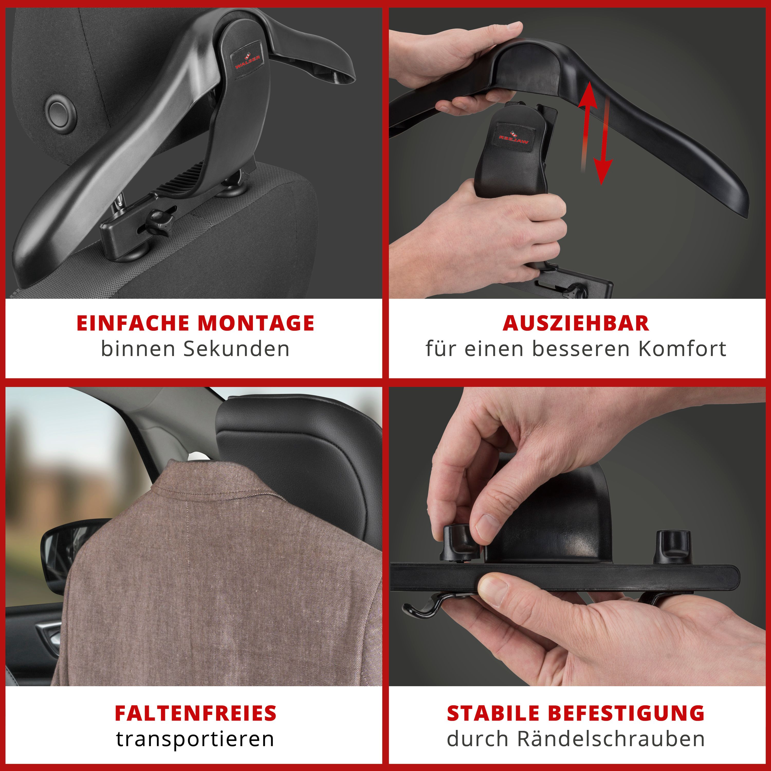 Autokleiderbügel Montageanleitung in 4 Bildern