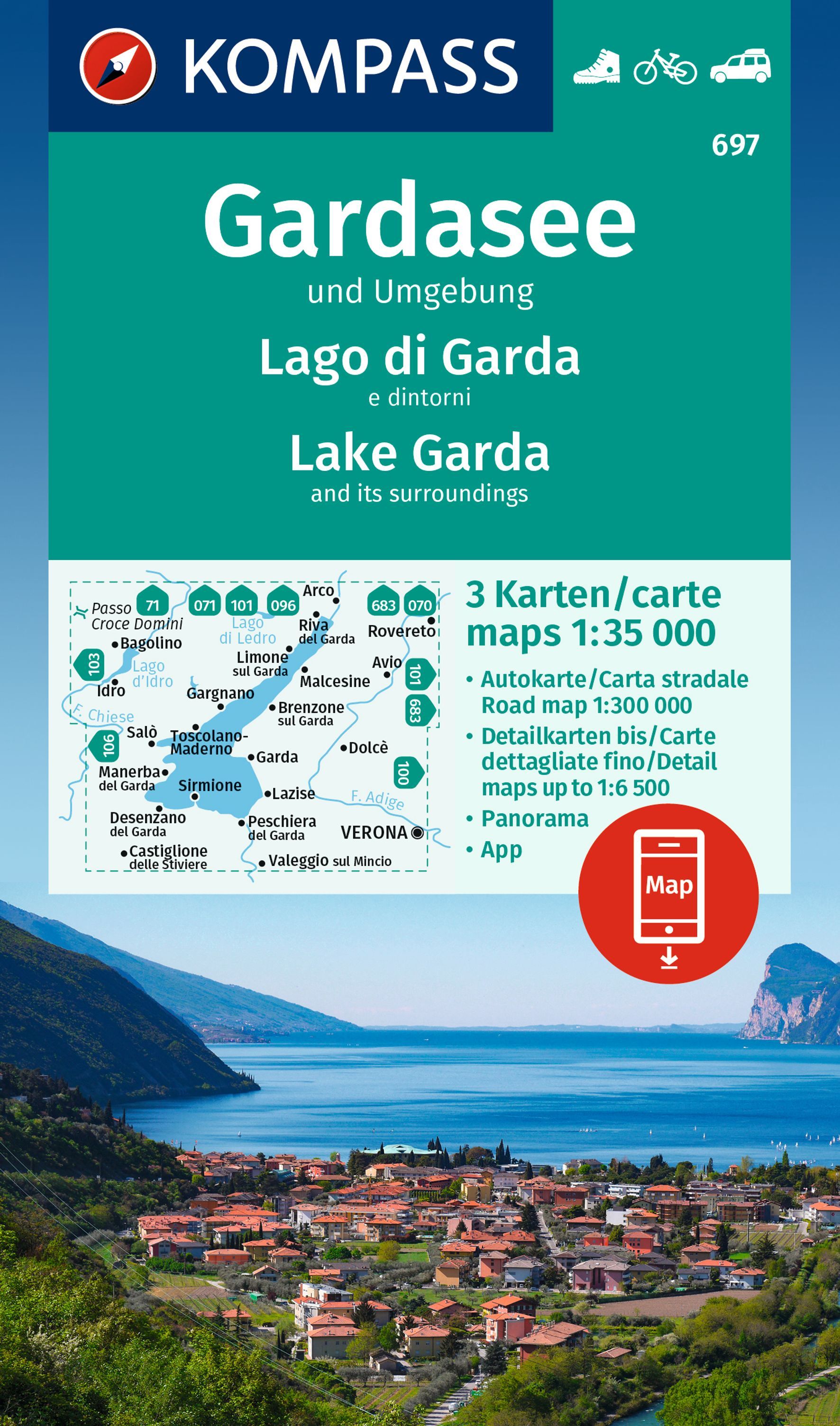 9783991218593 Cover Kompass Wanderkarte Gardasee