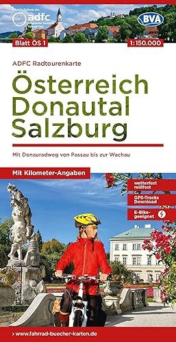 Radtourkarte, Donaukarte, Österreich, Salzburg, Routenkarte