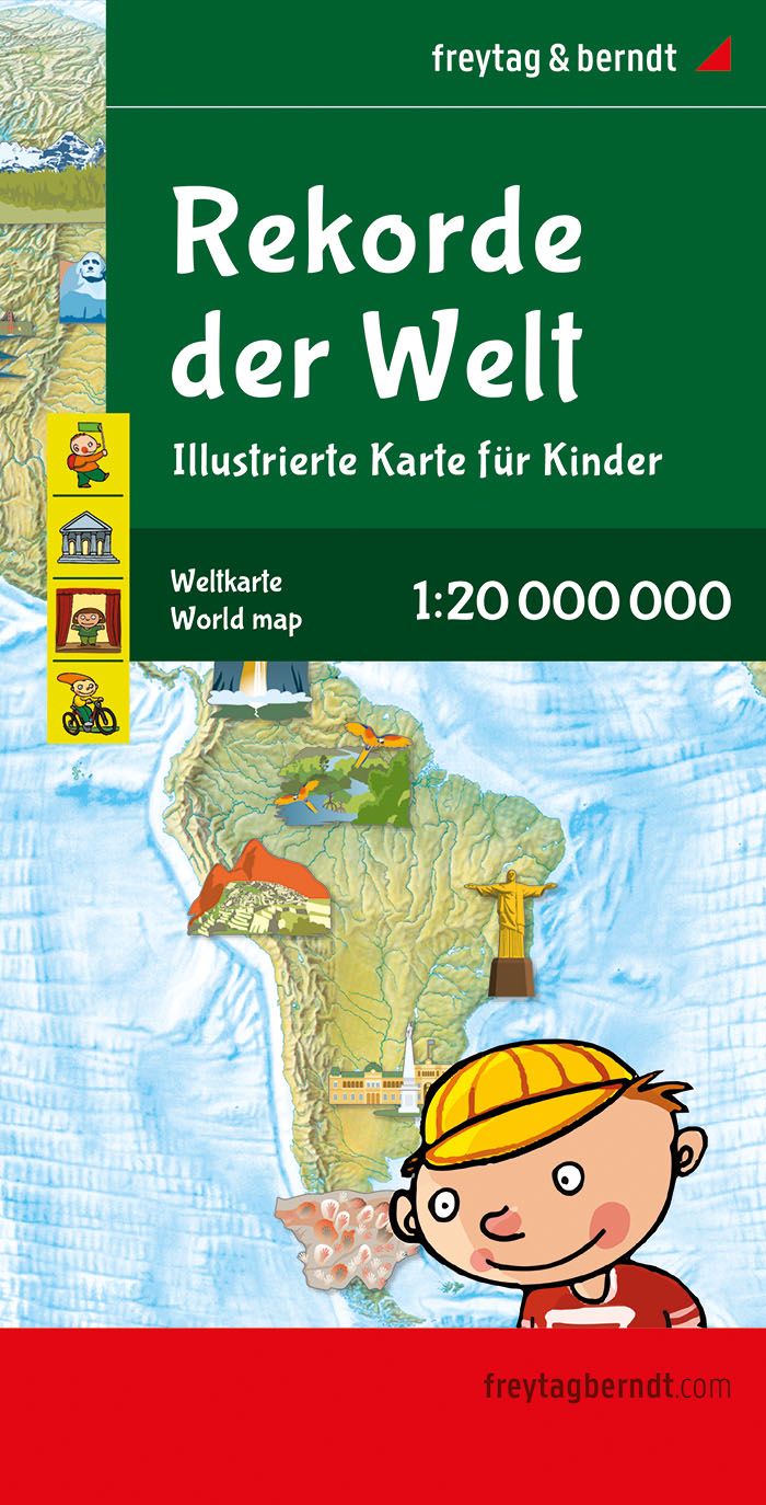 Weltkarte für Kinder, Poster metallbestäbt, f&b Cover, Karte, Rekorde der Welt