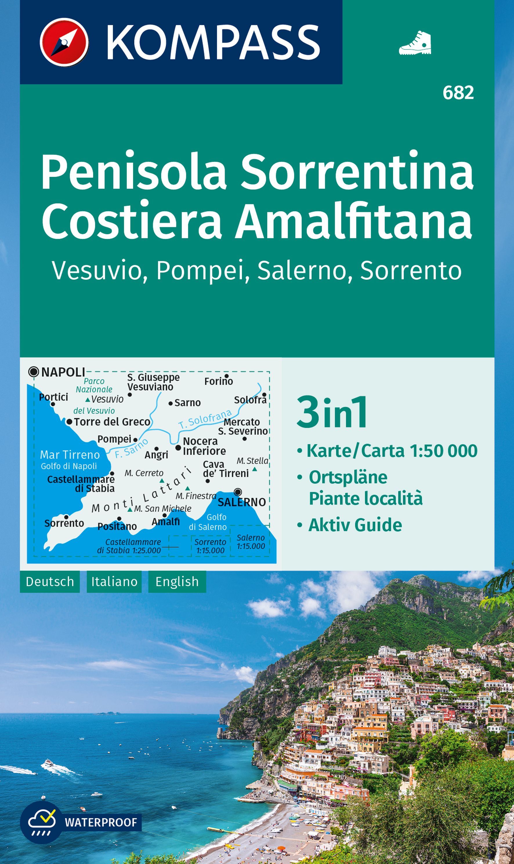 9783991219866 Cover Kompass Wanderkarte Penisola Sorrentina, Costiera Amalfitana