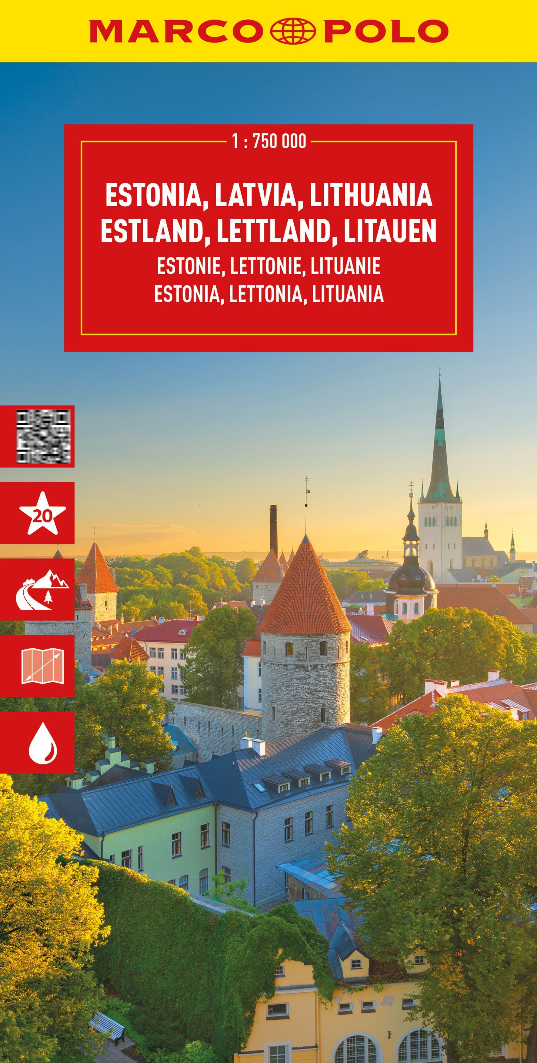 MARCO POLO Reisekarte Estland, Lettland, Litauen Cover Marco Polo reisekarte Estland, Lettland, Littauen.Turmspitze, Nachbarschaft, Werbung, Plakat, Stadt