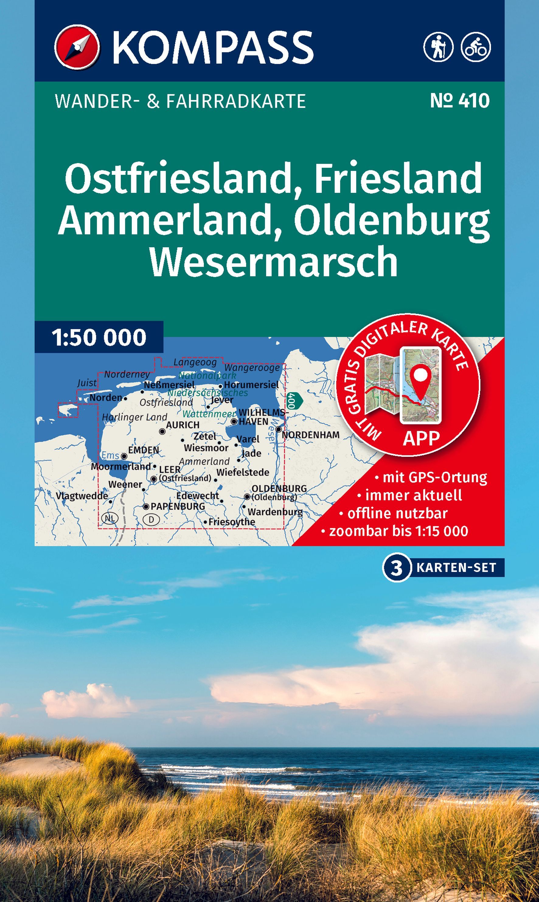 Karten-Set, Wanderkarte, Kartenset, Region Ostfriesland, GPS-Karte