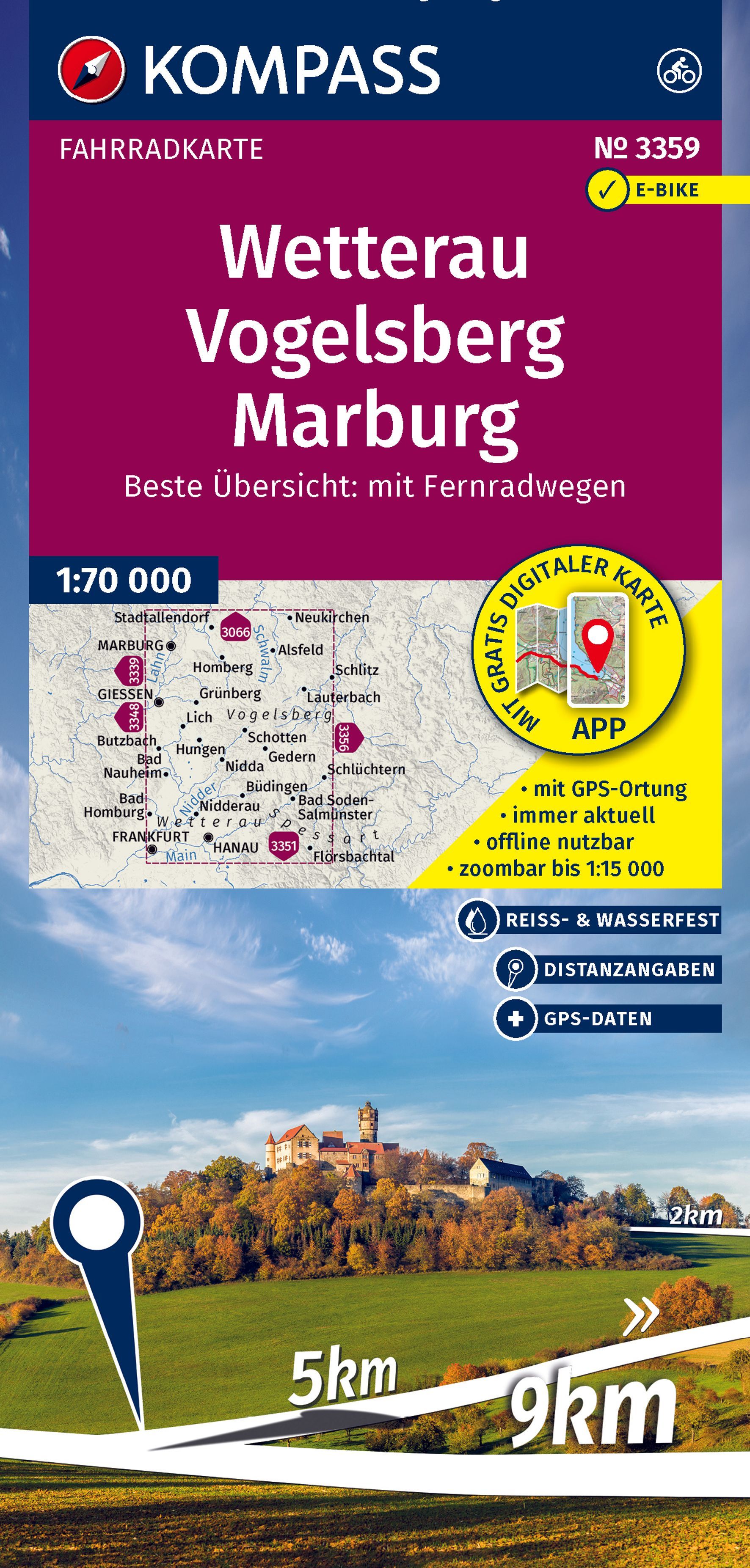Fahrradkarte, Karte, GPS Karte, Region Wetterau, Marburg