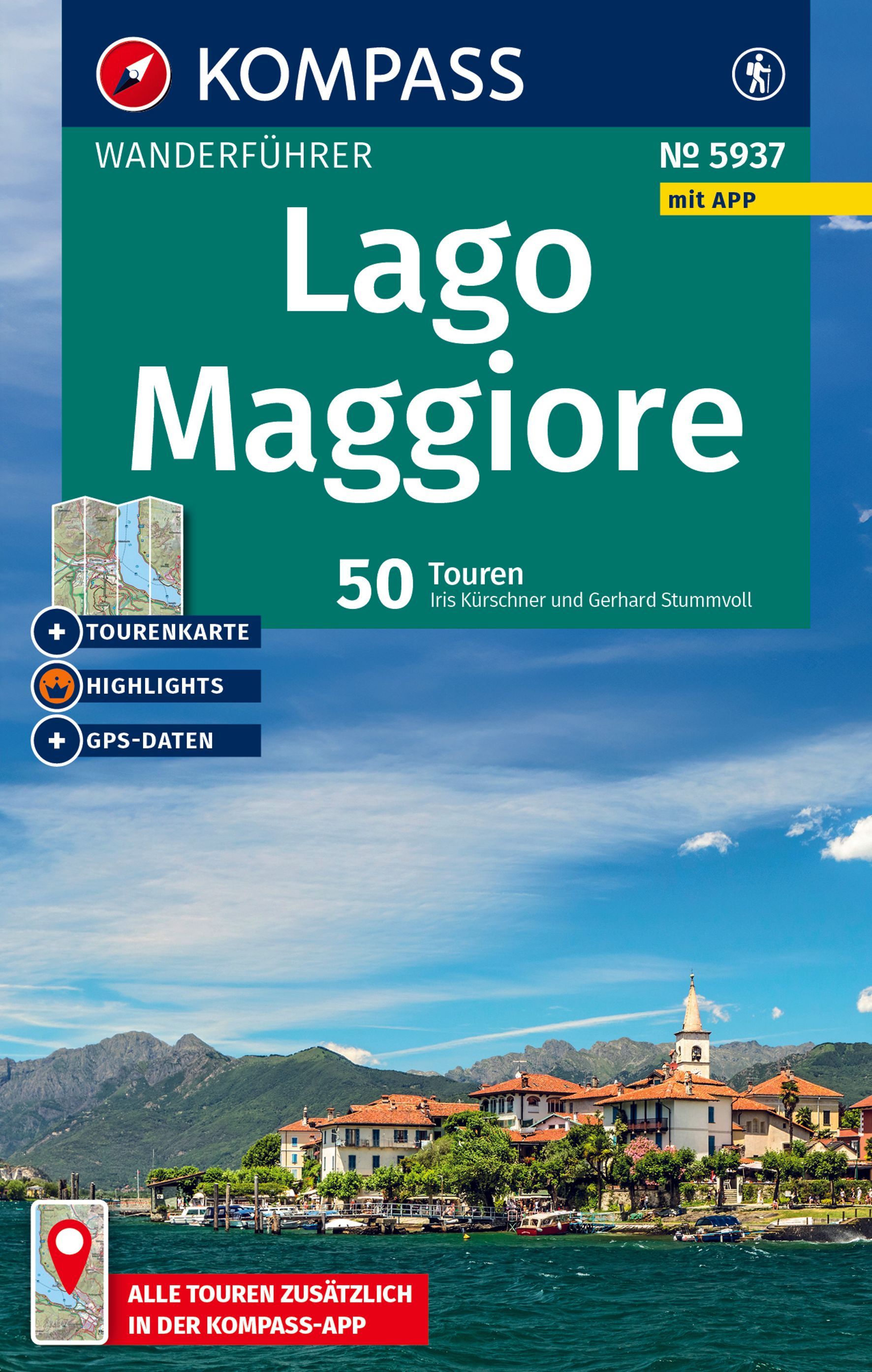 KOMPASS Wanderführer Lago Maggiore, 50 Touren Werbung, Plakat, Land, Uferpromenade, Meer