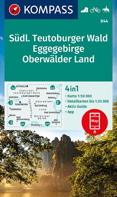 9783990449974 Cover Kompass Wanderkarte Südlicher Teutoburger Wald, Eggegebirge, Oberwälder Land