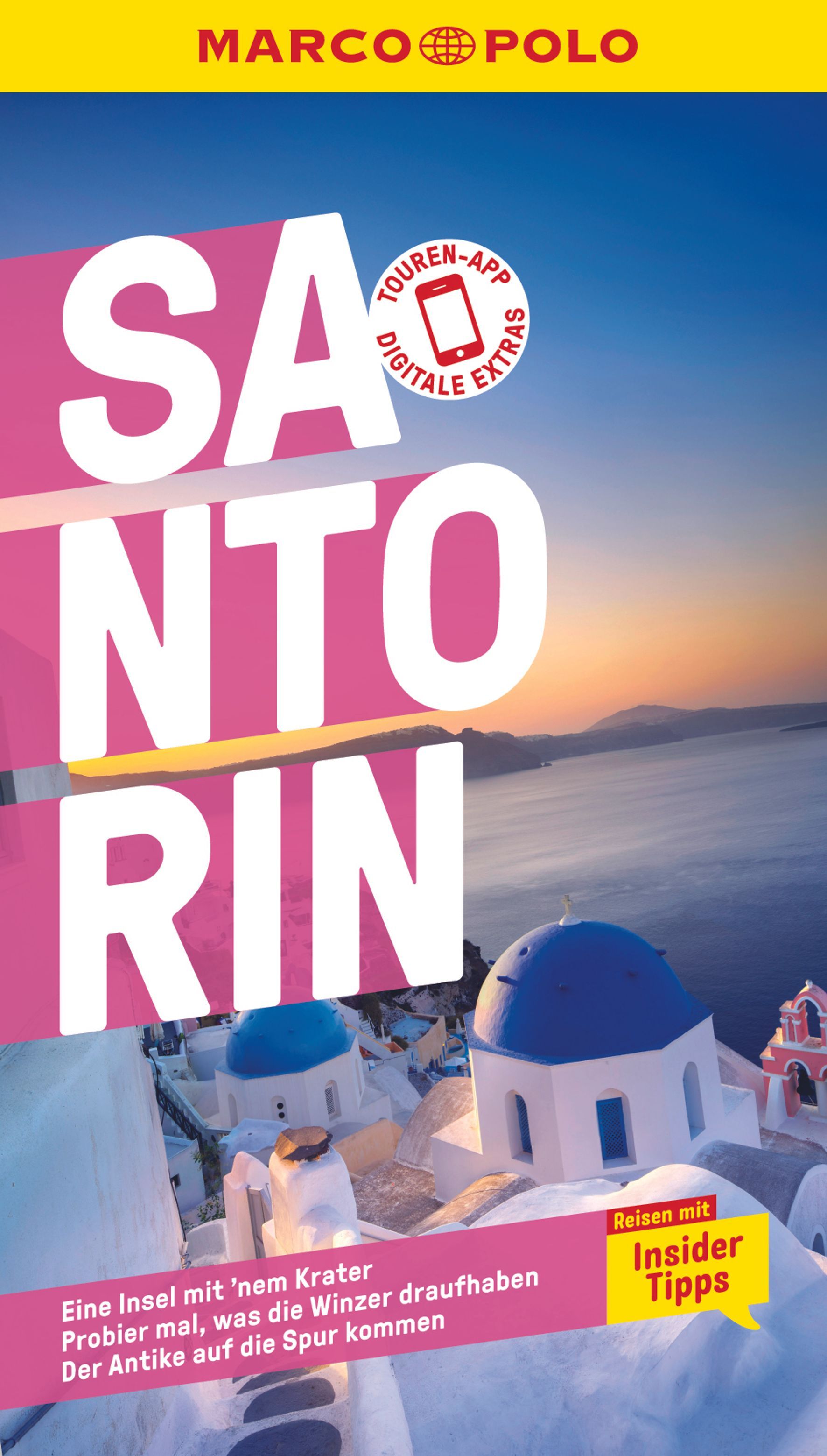 9783829719827 MARCO POLO Reiseführer Santorin, Cover weiße Häuser mit blauen Dächern, dahinter das Meer
