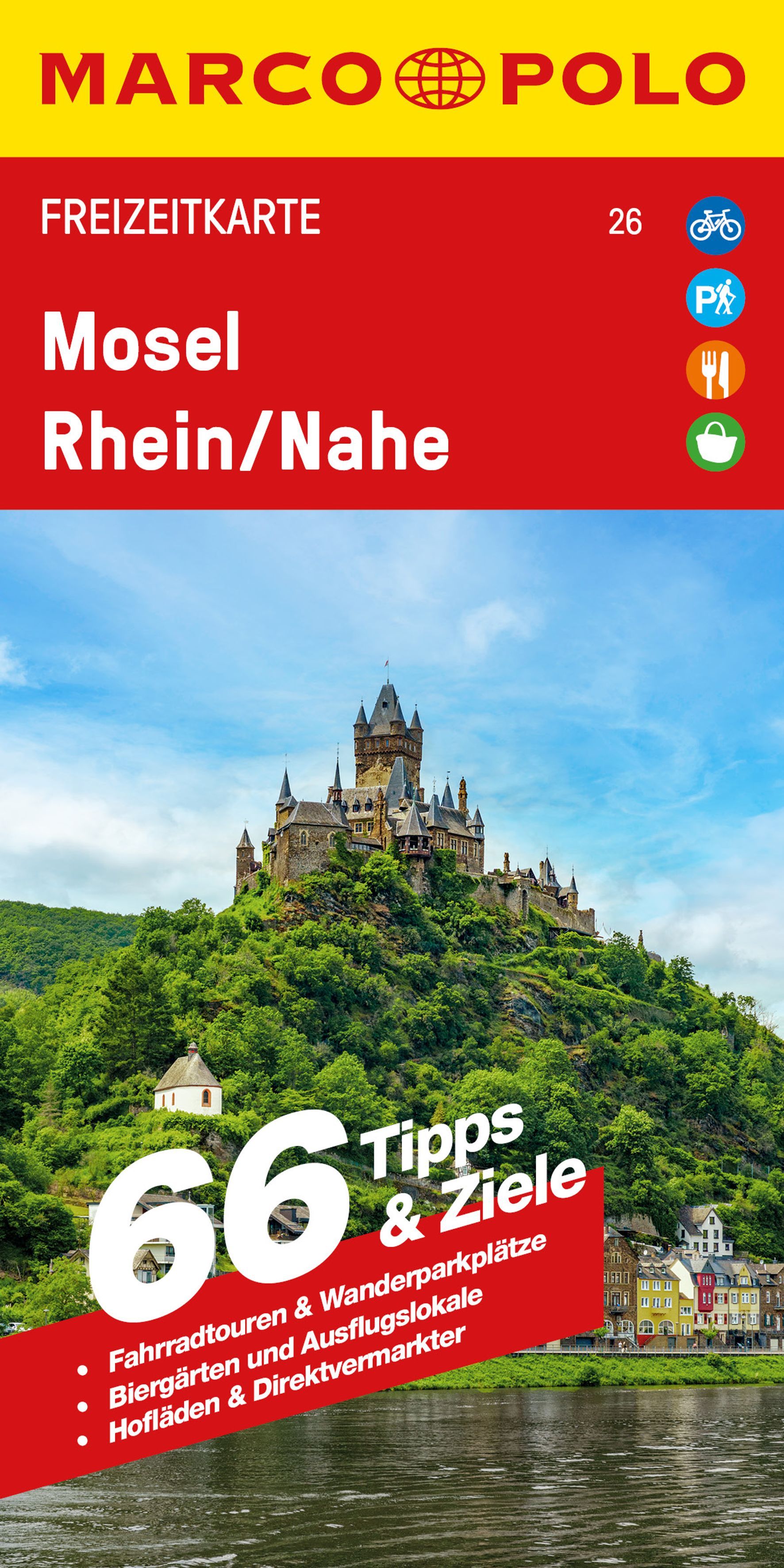 MARCO POLO Freizeitkarte 26 Mosel, Rhein/Nahe Werbung, Plakat, Architektur, Gebäude,