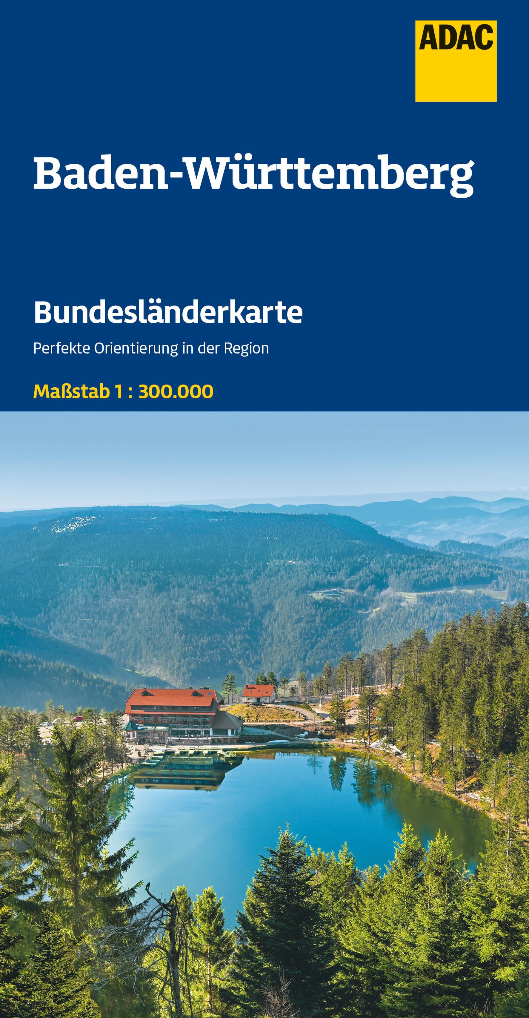 landschaft, see, berge, wald, hütte