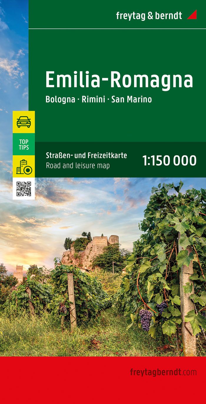 Emilia-Romagna, Straßen- und Freizeitkarte, f&b Natur, Draußen, Landwirtschaft, Auf dem Land, Werbung,