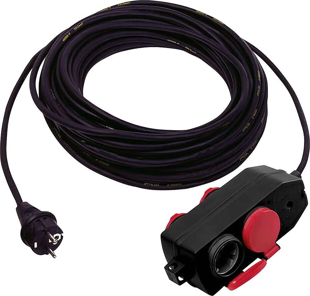 9970654100_600x600-2x Weingärtner Anschlusskabel Schuko 230 V / 16, schwarz mit roten Abdeckungen