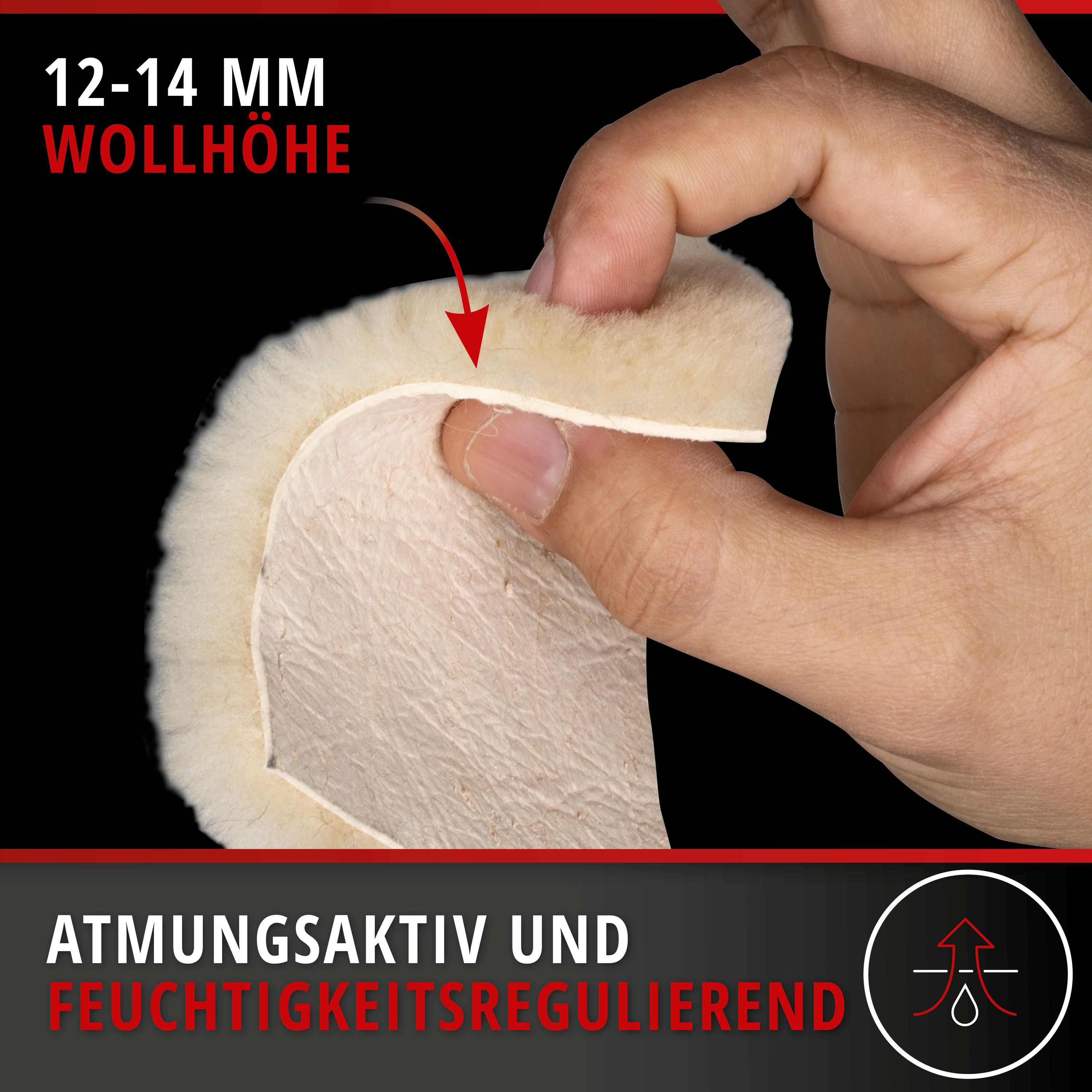 Lenkradbezug Lammfell beige, Fokus auf die Wollhöhe