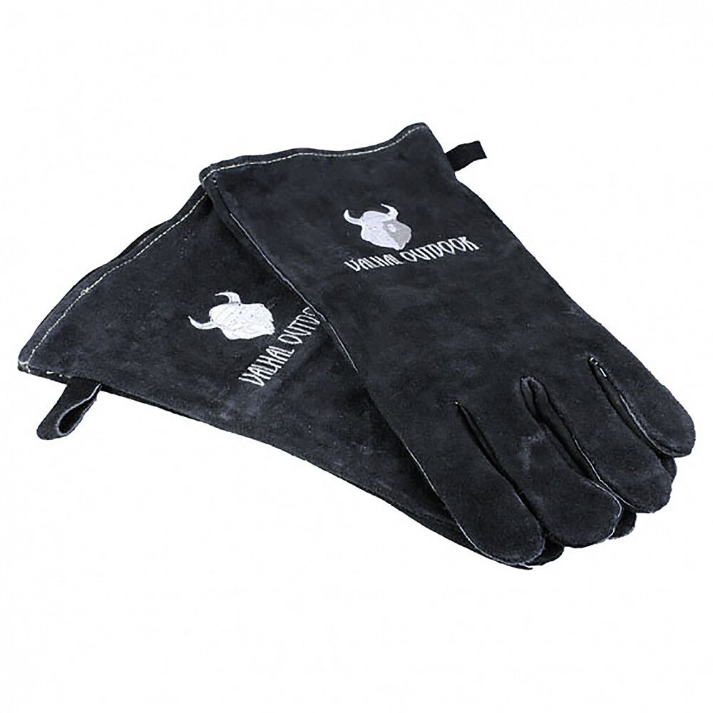 9957797100 Valhal Wildleder Grillhandschuhe. Schwarz mit weißem Emblem