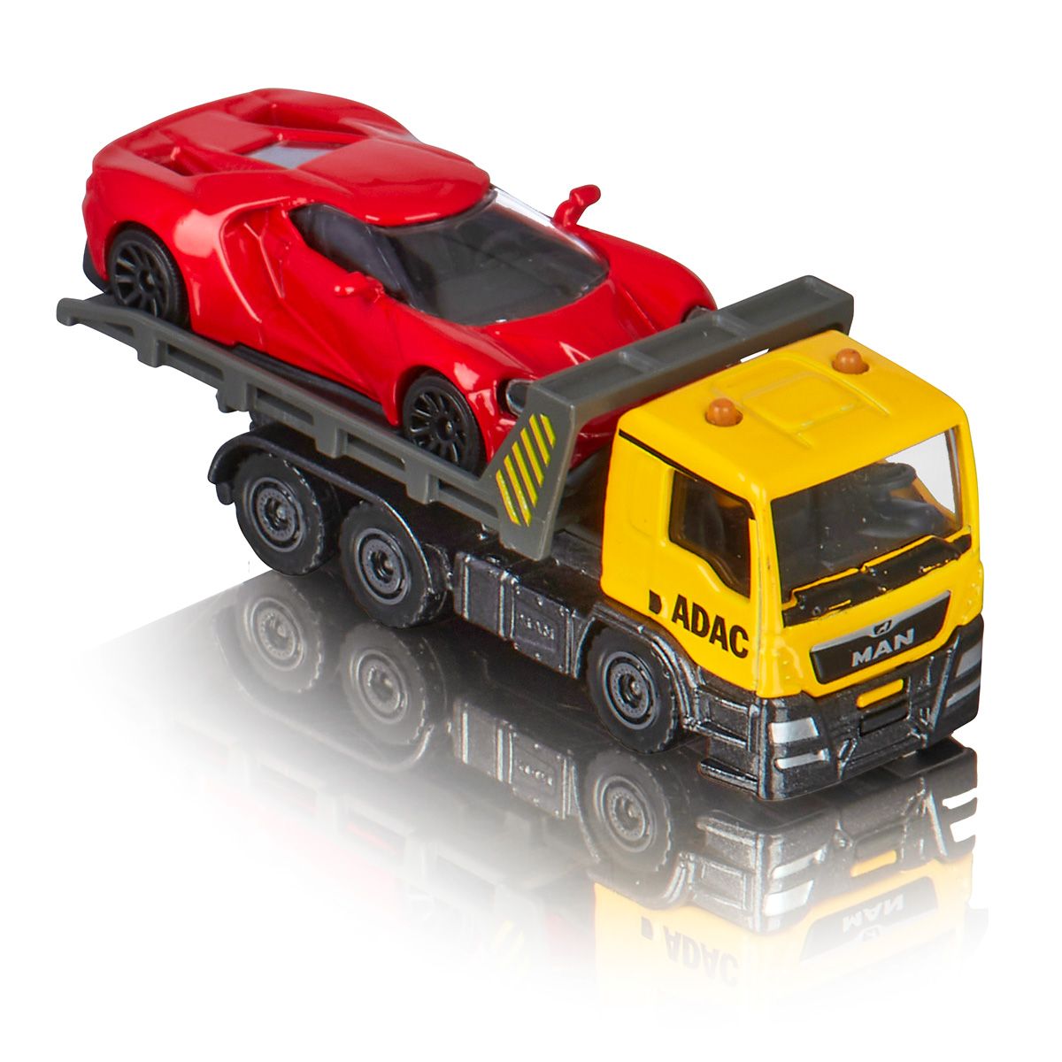 ADAC1556-3 ADAC Spielzeug Abschleppwagen mit rotem Sportwagen