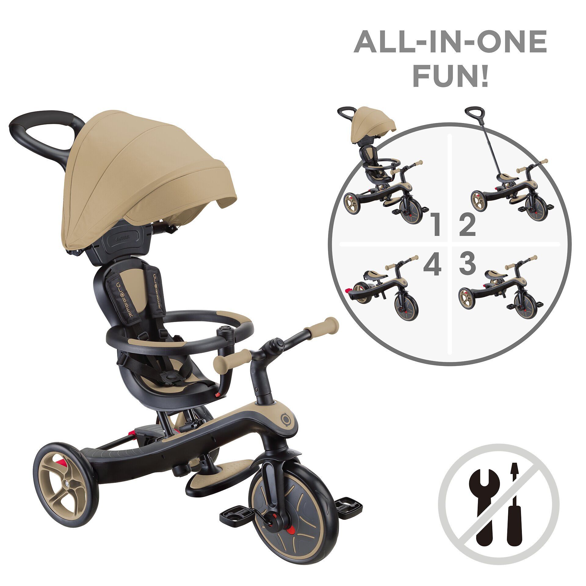 Transport, Fahrzeug, Kinderroller, Dreirad, Beige, Rad