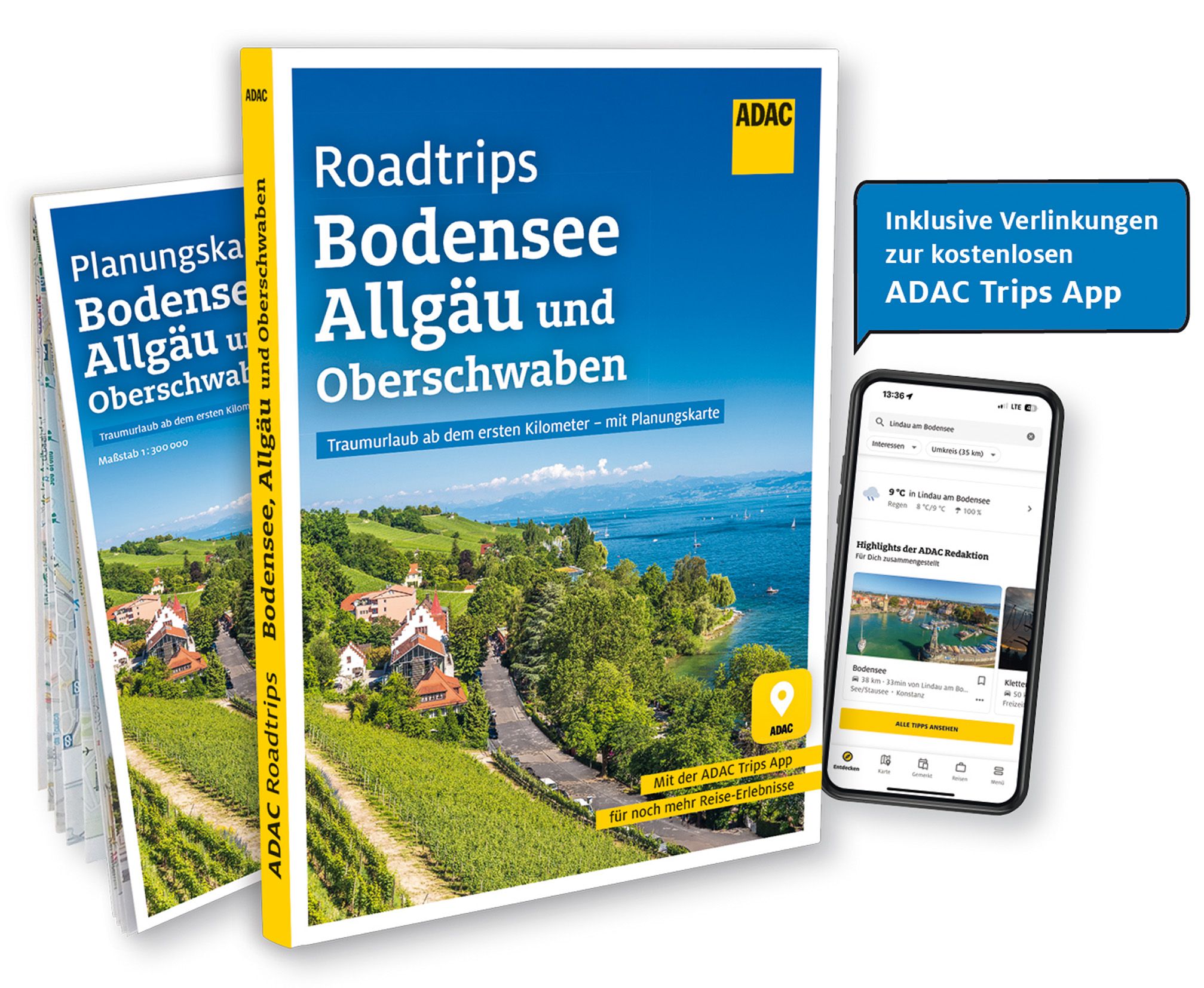 ADAC Roadtrips Bodensee, Allgäu und Oberschwaben Werbung, Plakat, Elektronik, Handy, Telefon