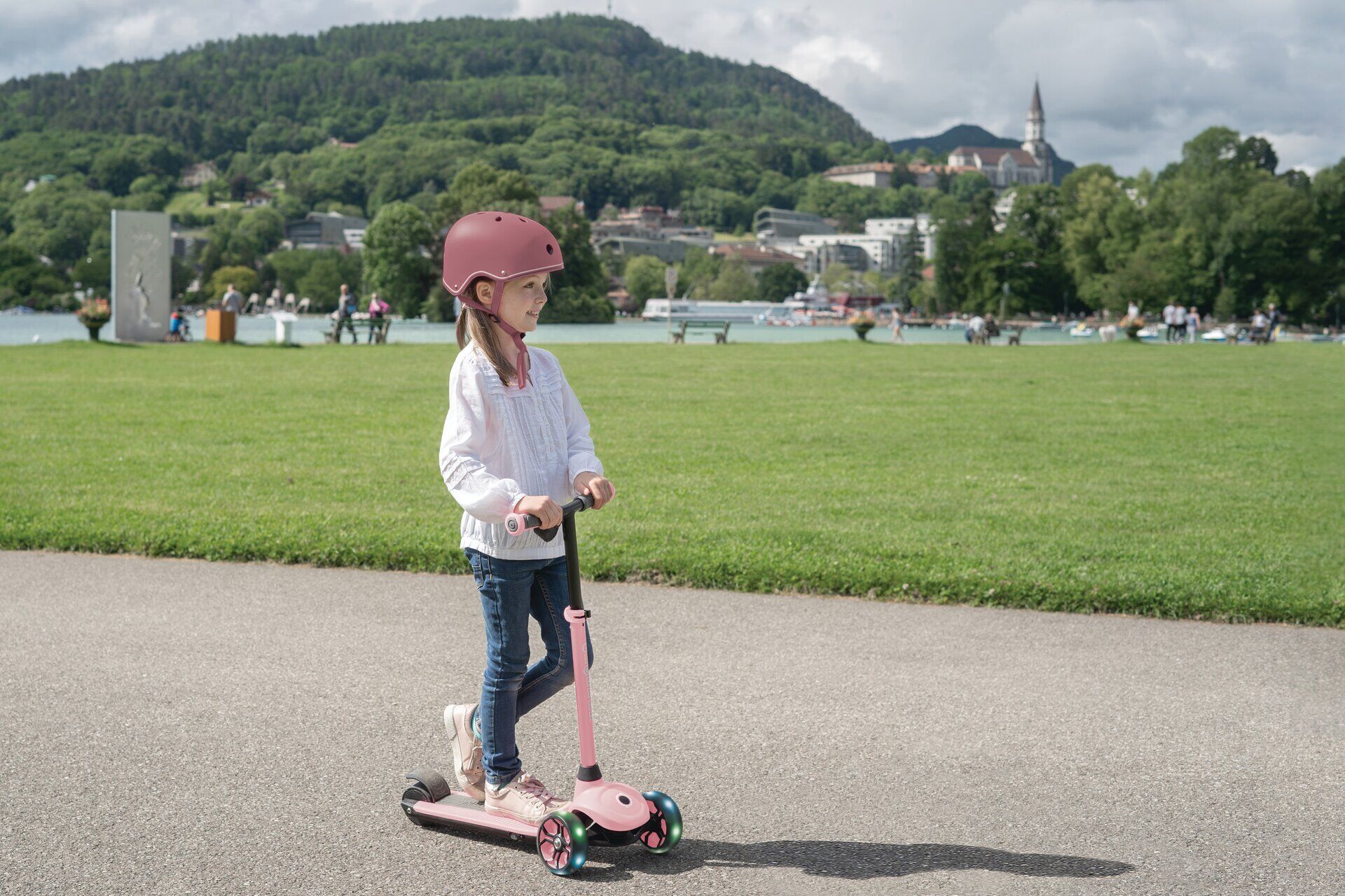 Gras, Roller, E-Scooter, Rasen, Portrait