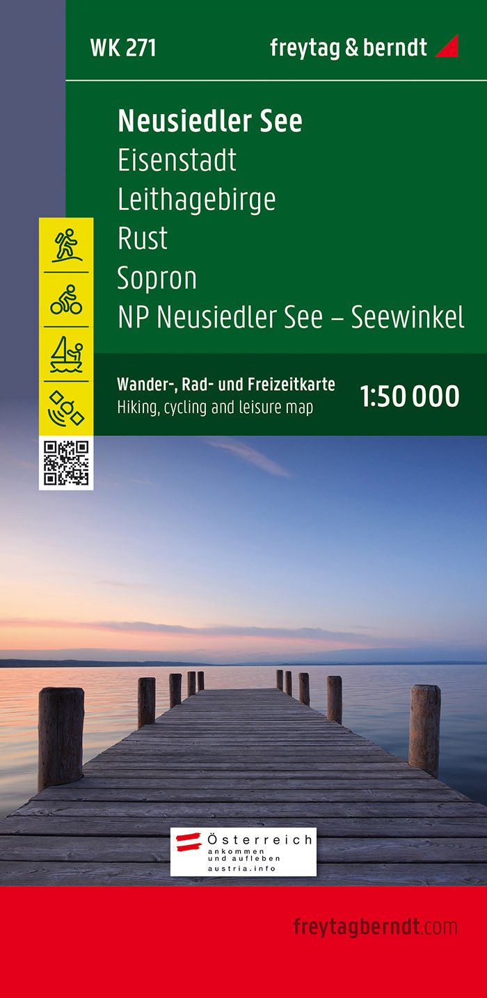 Neusiedler See, Wander-, Rad-, Freizeitkarte, f&b Wasser, Uferpromenade, Seebrücke, Hafen, Werbung,
