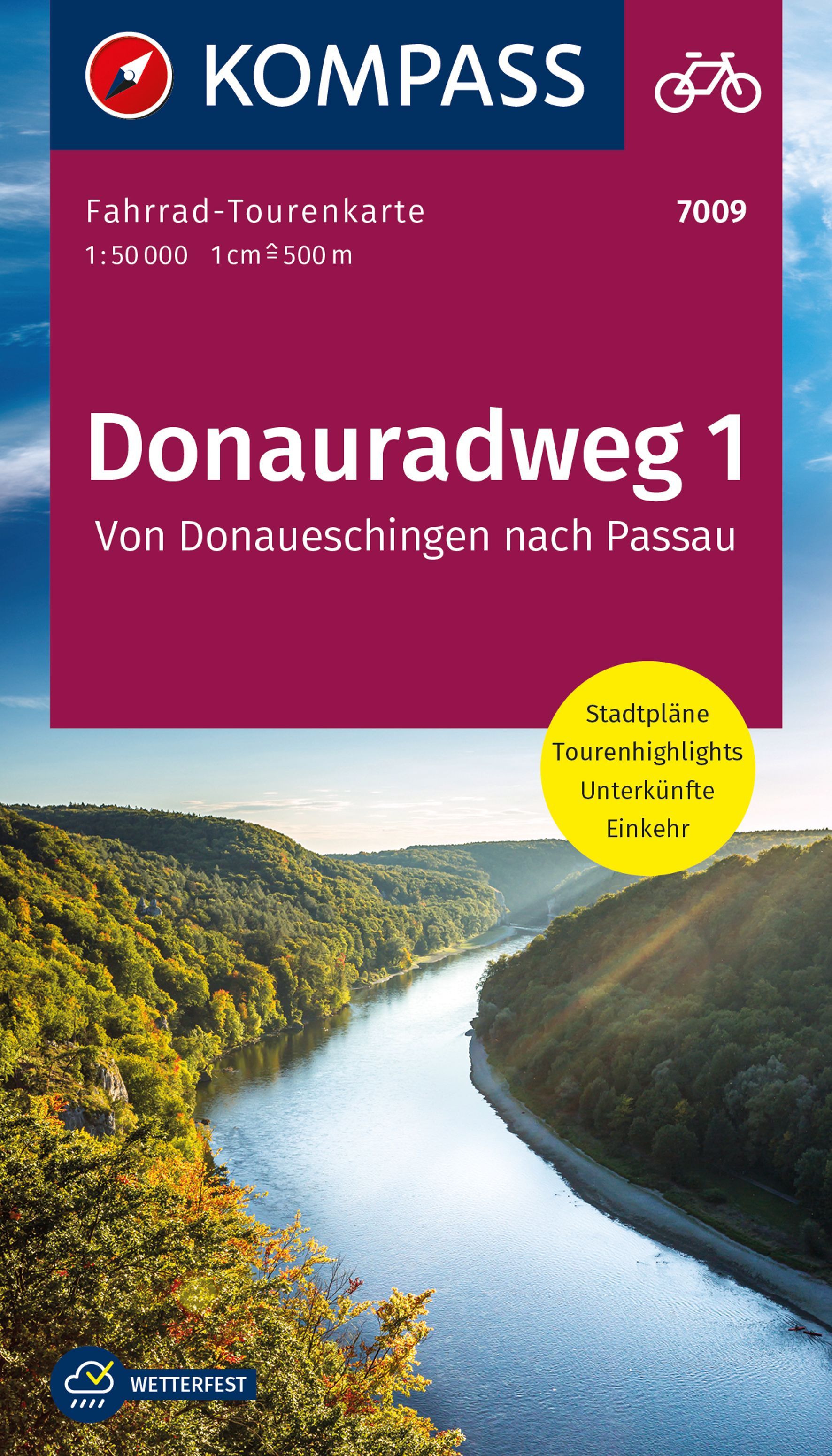 9783991216209 Cover Kompass Fahrradtourenkarte Donauradweg 1