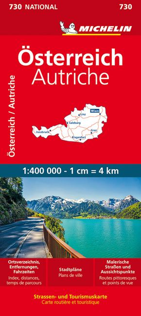 9782067259591 Michelin Nationalkarte Österreich, Cover Rot mittig See mit Bergen