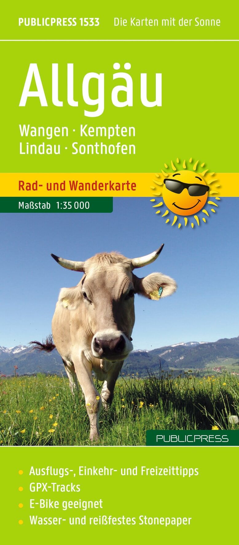 Radwanderkarte, Allgäu, Wanderkarte, Stonepaper, reißfest
