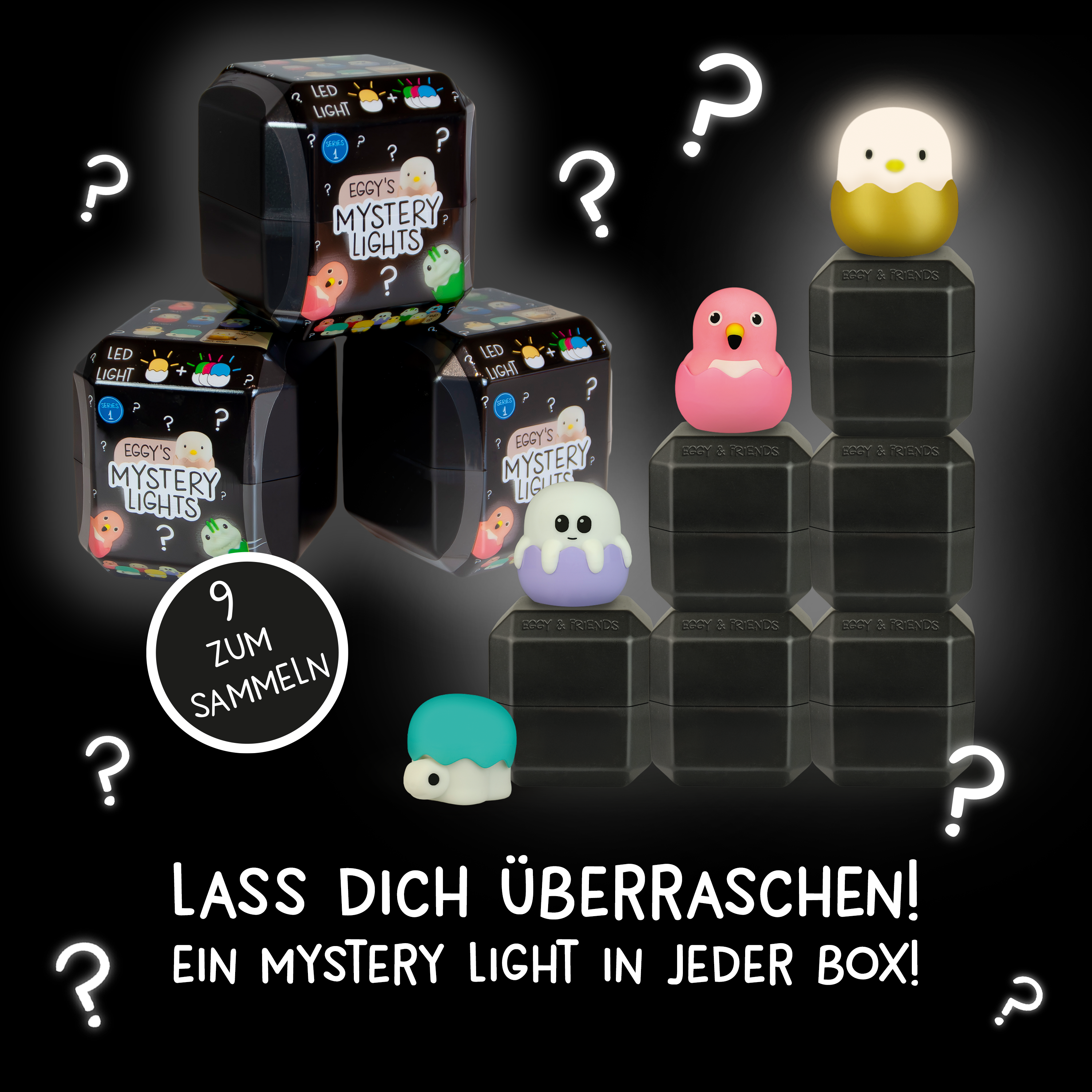 Mystery lights, Eier, Würfelspielzeug, Stapelkuben, Vogel-Figuren