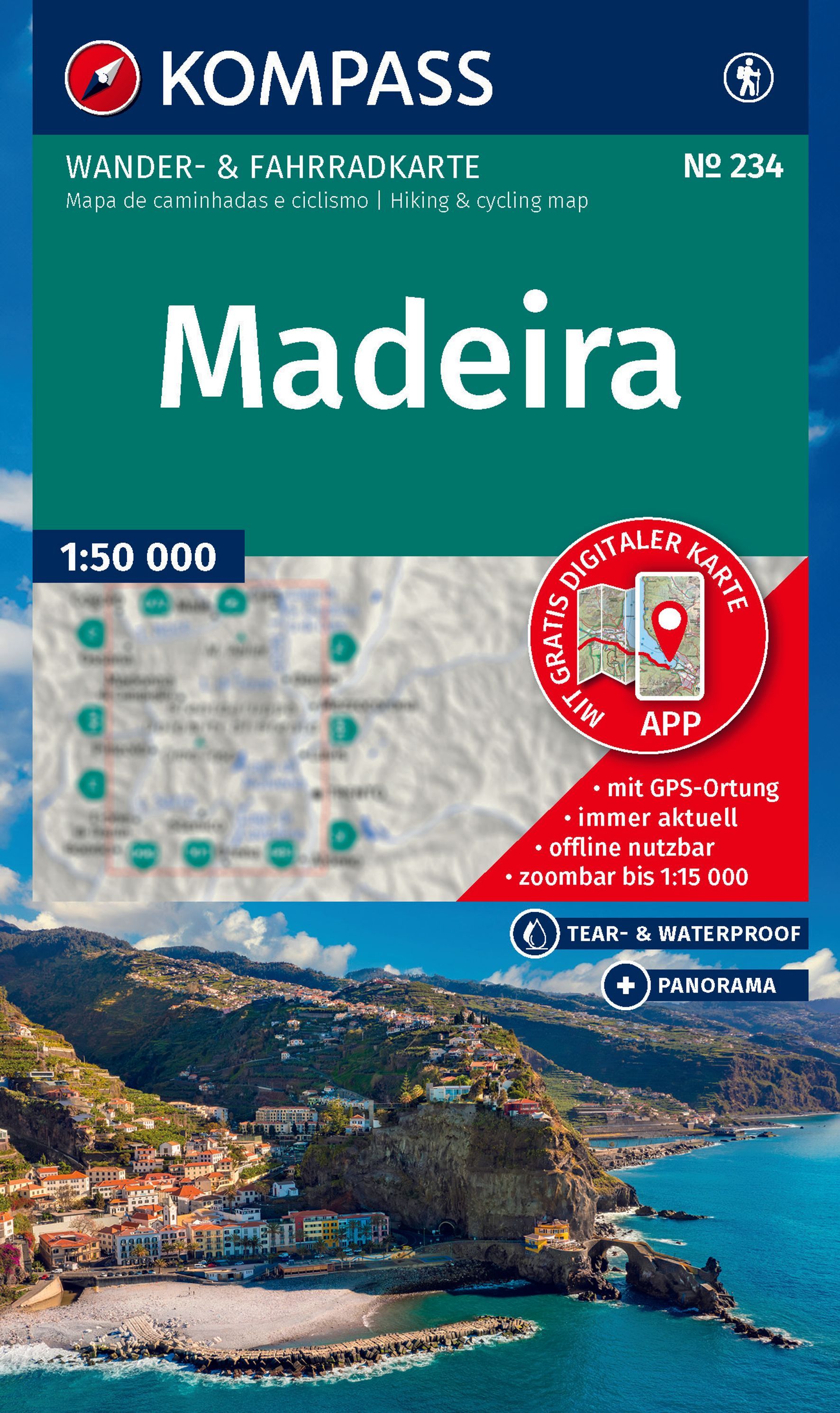 KOMPASS Wanderkarte 234 Madeira 1:50.000 Werbung, Plakat