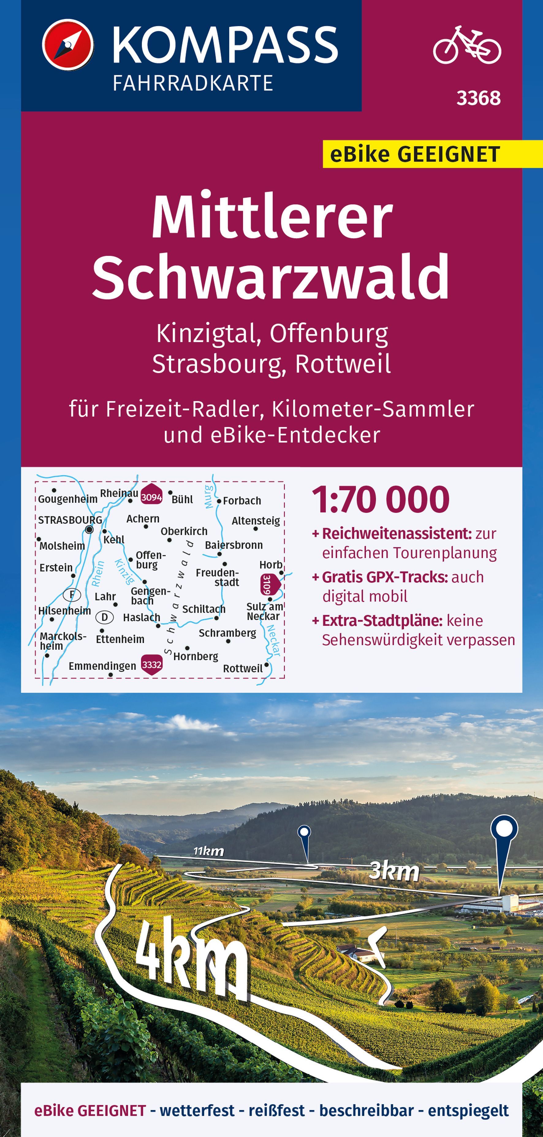 9783991219187 Cover Kompass Fahrradkarte Mittlerer Schwarzwald