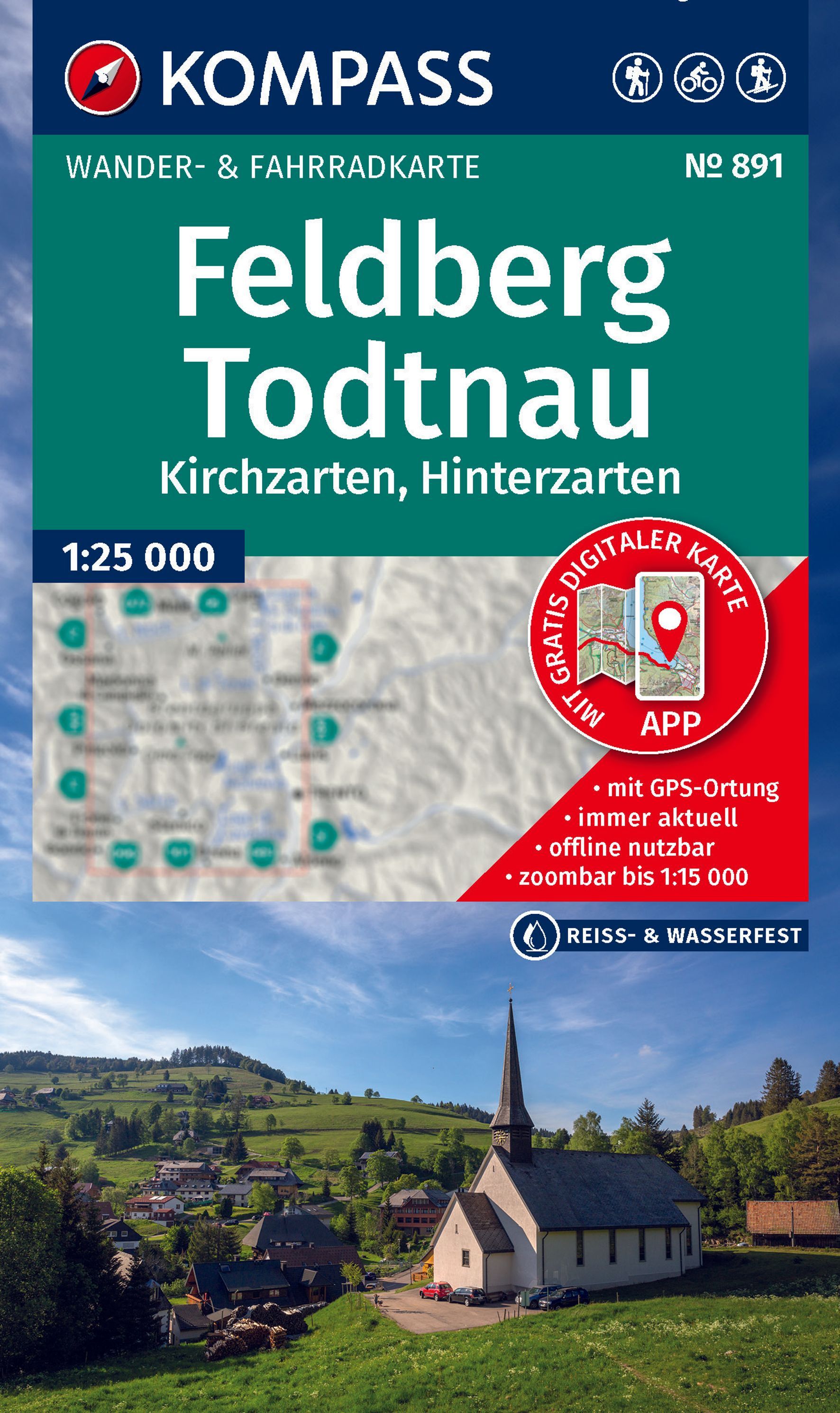 KOMPASS Wanderkarte 891 Feldberg, Todtnau Werbung, Plakat, Auto, Gebäude, Gras