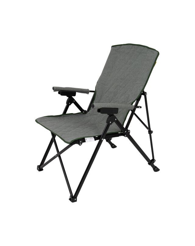 Klappstuhl, Campingstuhl, robuster Rahmen, Armlehnen, grau, Stoff