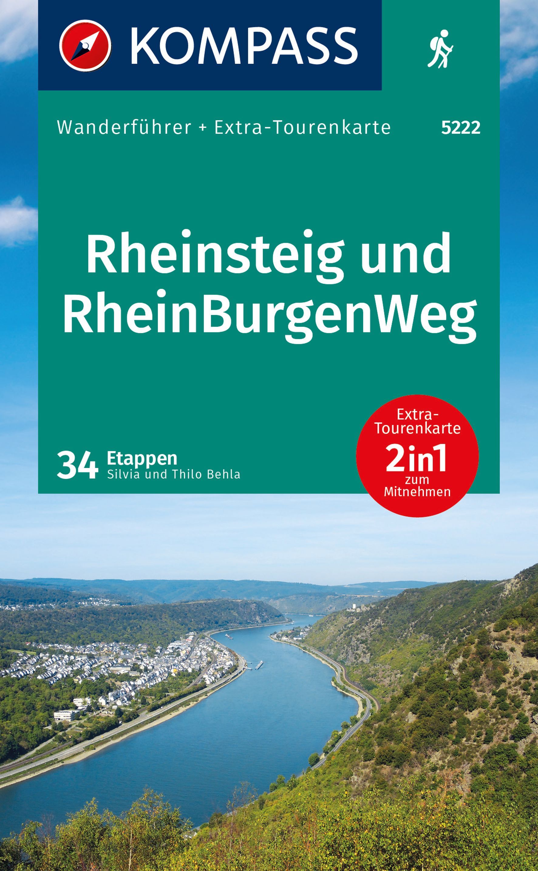 KOMPASS Wanderführer Rheinsteig RheinBurgenWeg Werbung, Plakat, Draußen, Natur