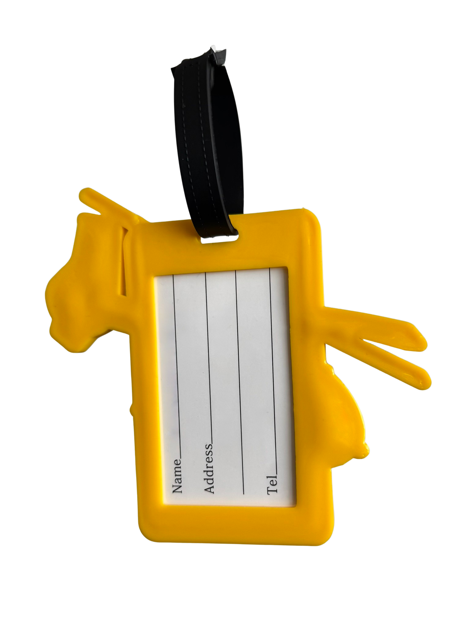 Gepäckanhänger, gelb, mit Hubschrauber, ADAC Luftrettung, Rückseite