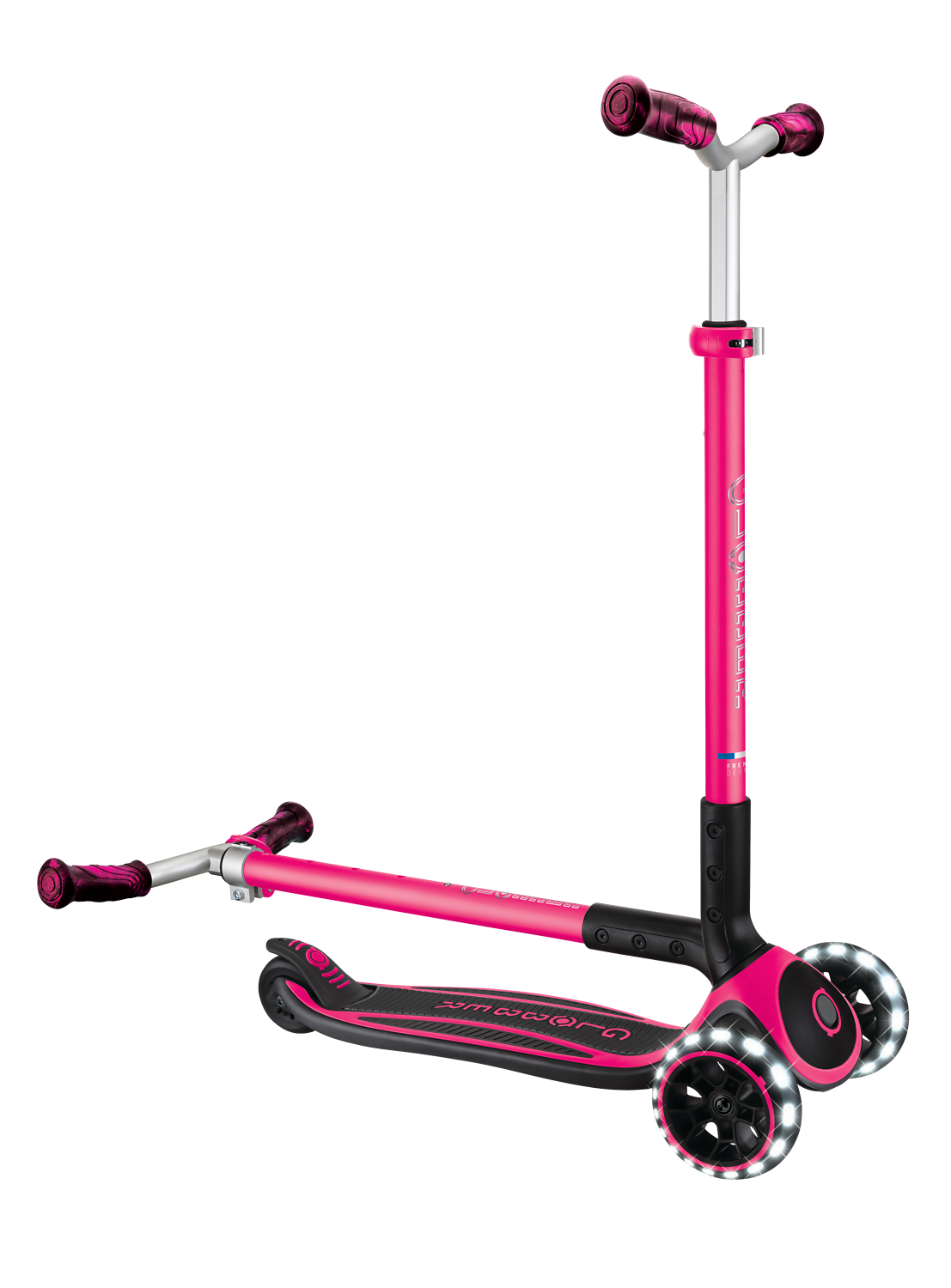 Tretroller, Stuntroller, Kinderroller, LED-Roller, Pink