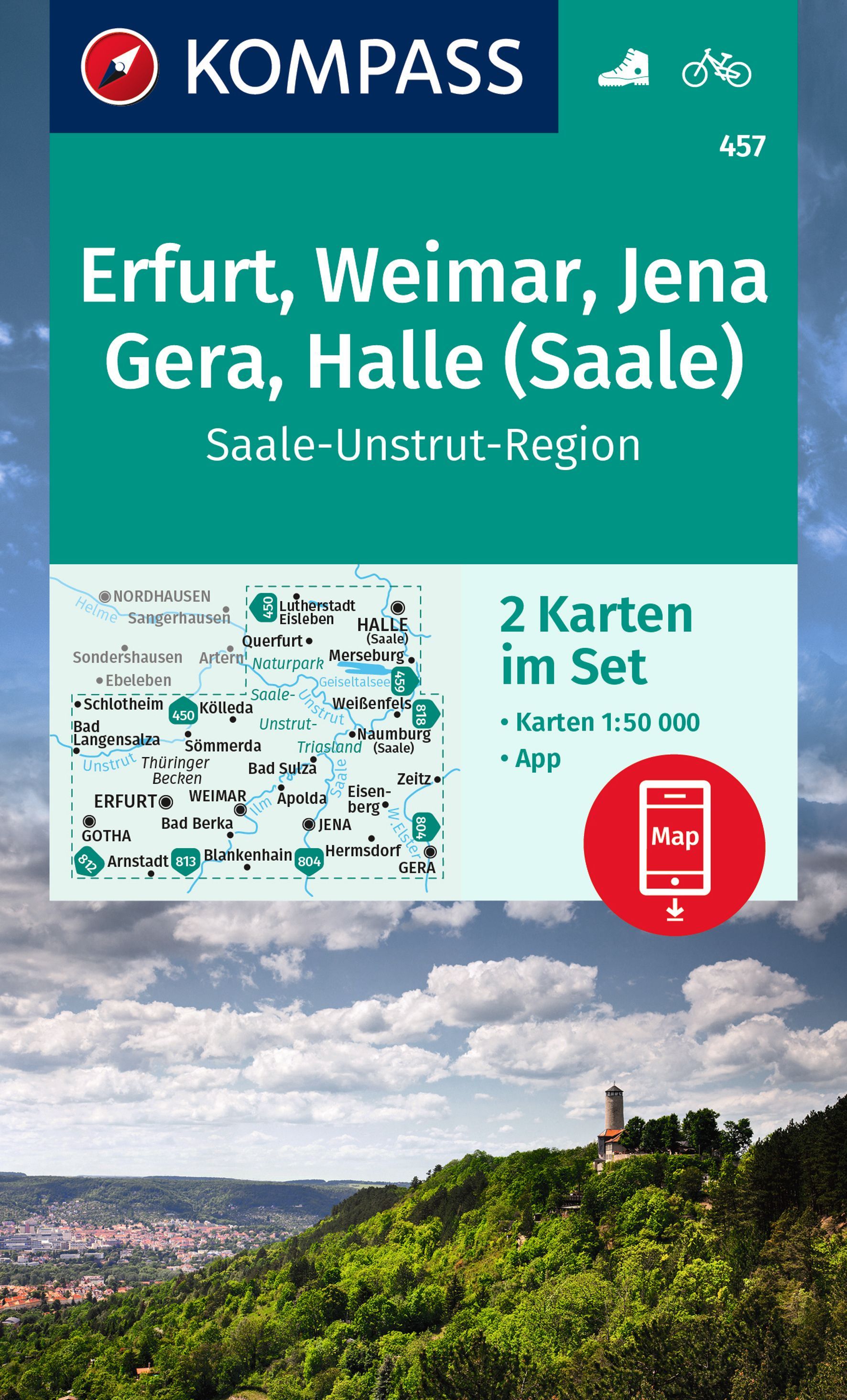 9783991216872 Cover Kompass Wanderkarten set ERfurt, Jena, Gera, Halle(Saale)