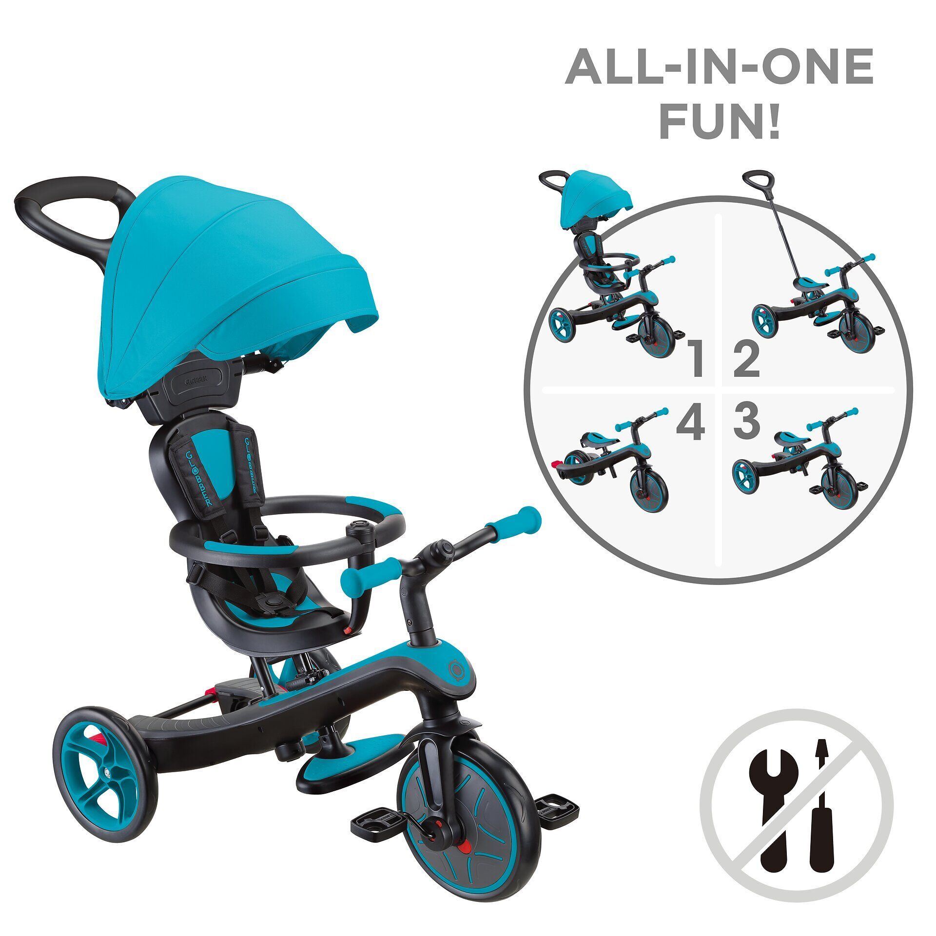Transport, Fahrzeug, Kinderroller, Dreirad, Türkis, Rad