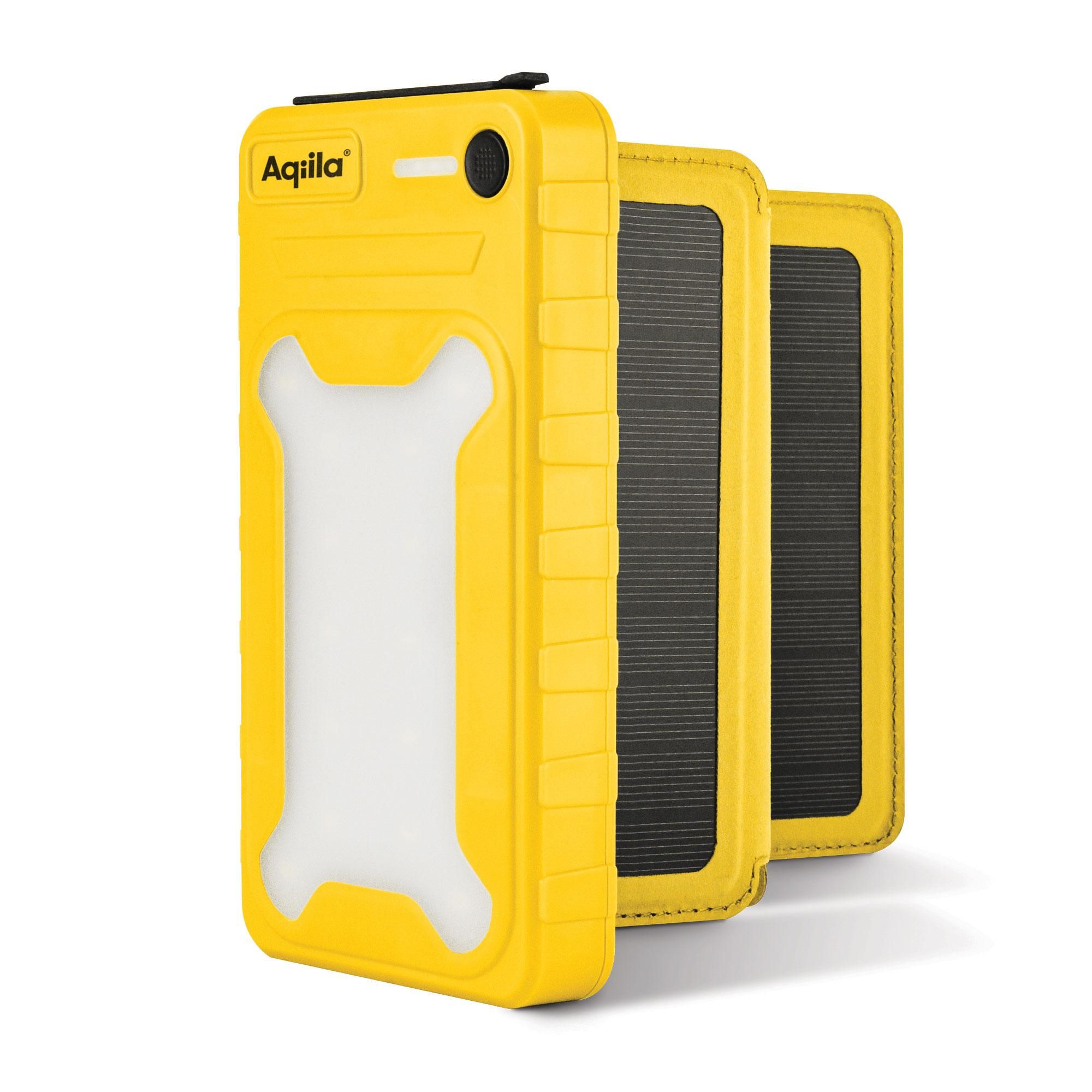 solarladung, telefonakku, Powerbank, gelbes case, doppelt- Solarpanel
