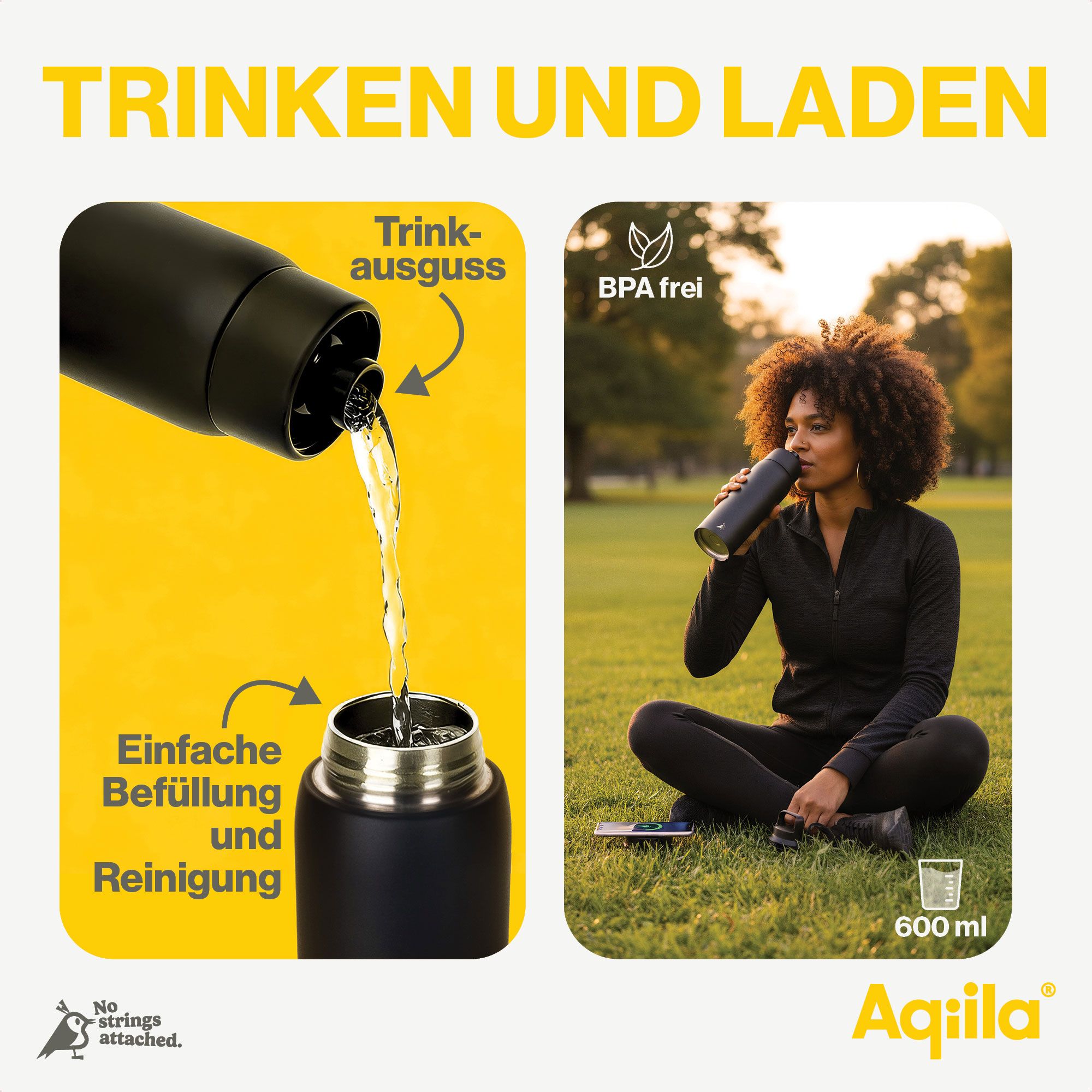  Trinkflasche, Isolierte Edelstahl, 600 ml, Trinkverschluss,  BPA frei