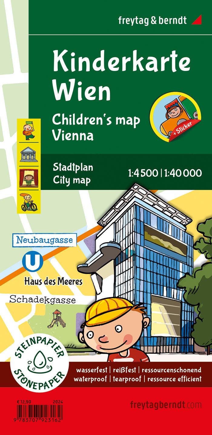 Kinderkarte Wien, Stadtplan 1:40.000, f&b Werbung, Plakat, Baby, Person, Gesicht,