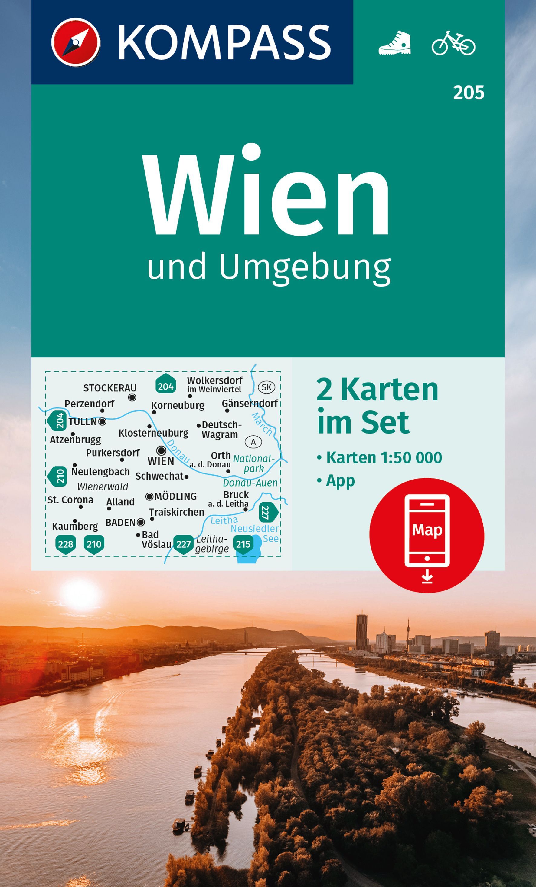 9783991217657 Cover Kompass Wanderkarte Wien und Umgebung