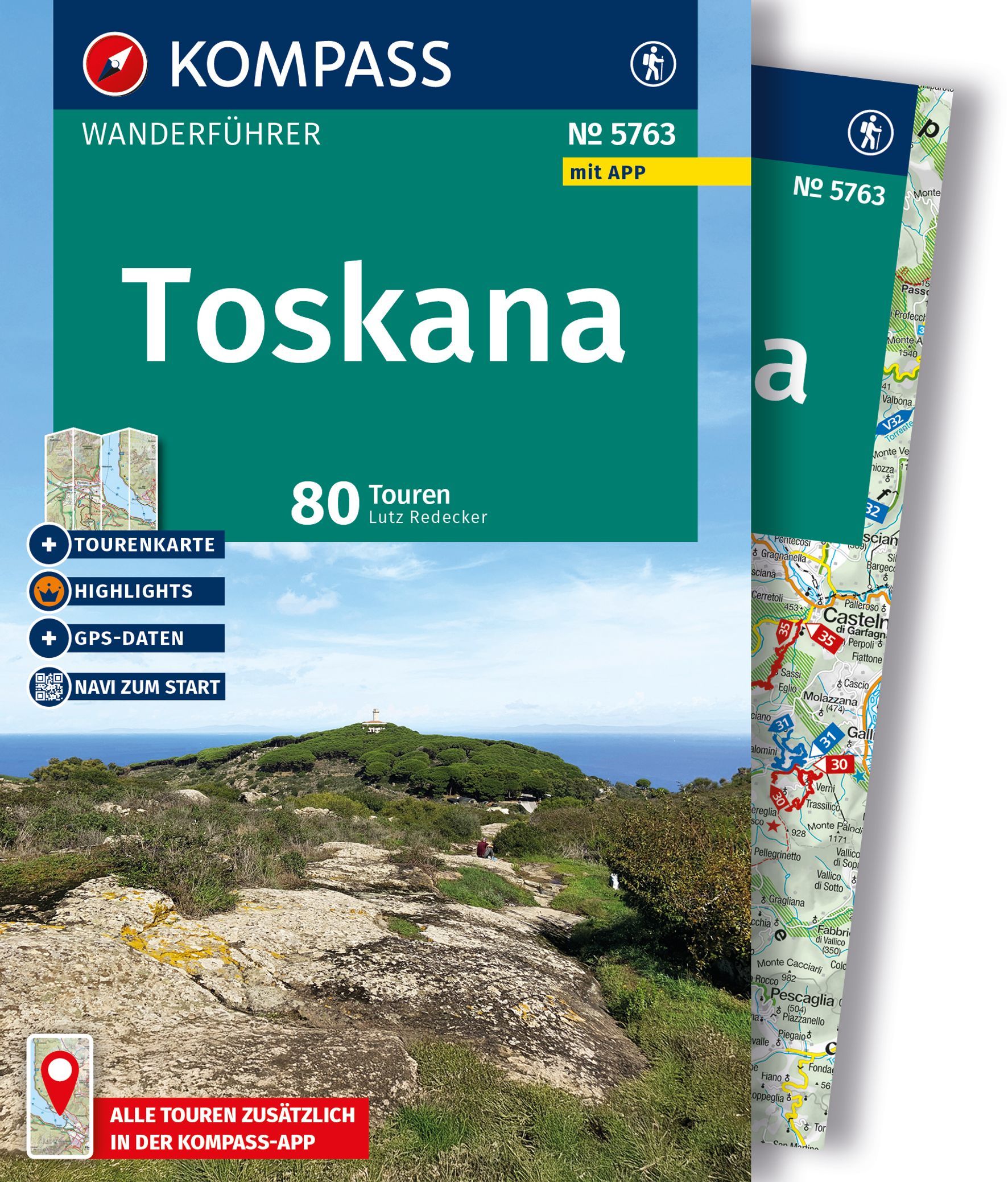 Wanderführer, Toskana, 80 Touren, Lutz Redecker, GPS-Daten